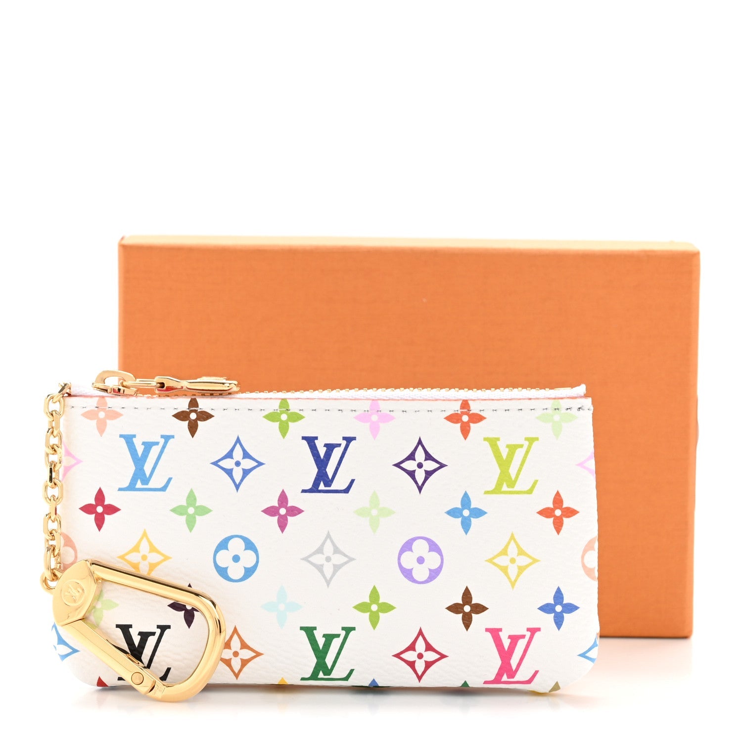 LV X TM Monogram Multicolor Key Pouch White