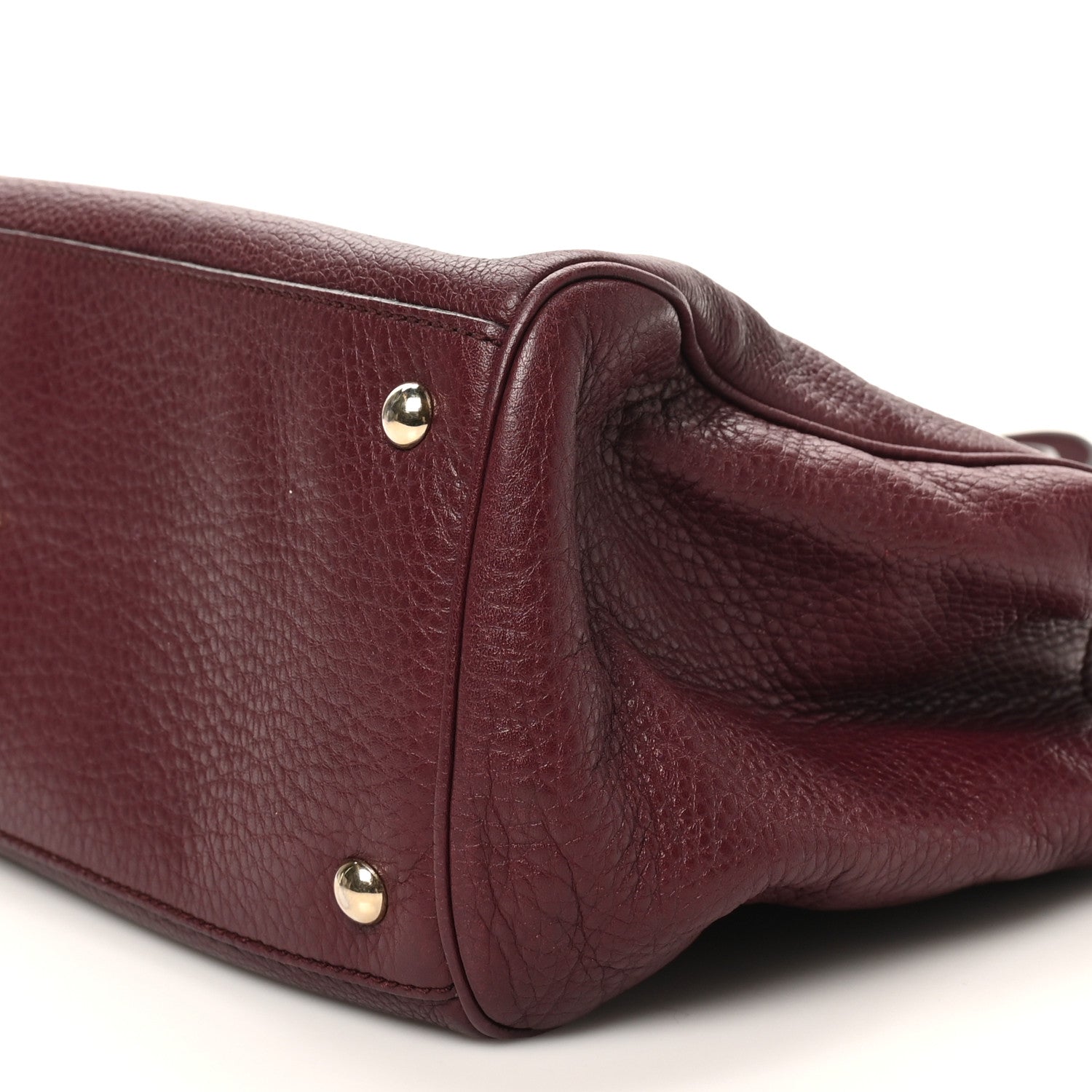 Pebbled Calfskin Medium Bamboo Shopper Tote Burgundy