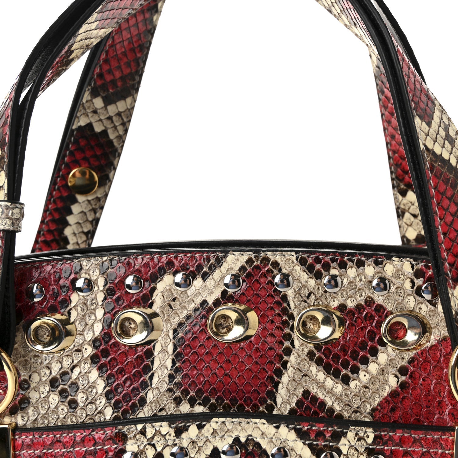 Snakeskin Large Arli Top Handle Bag Pink Beige
