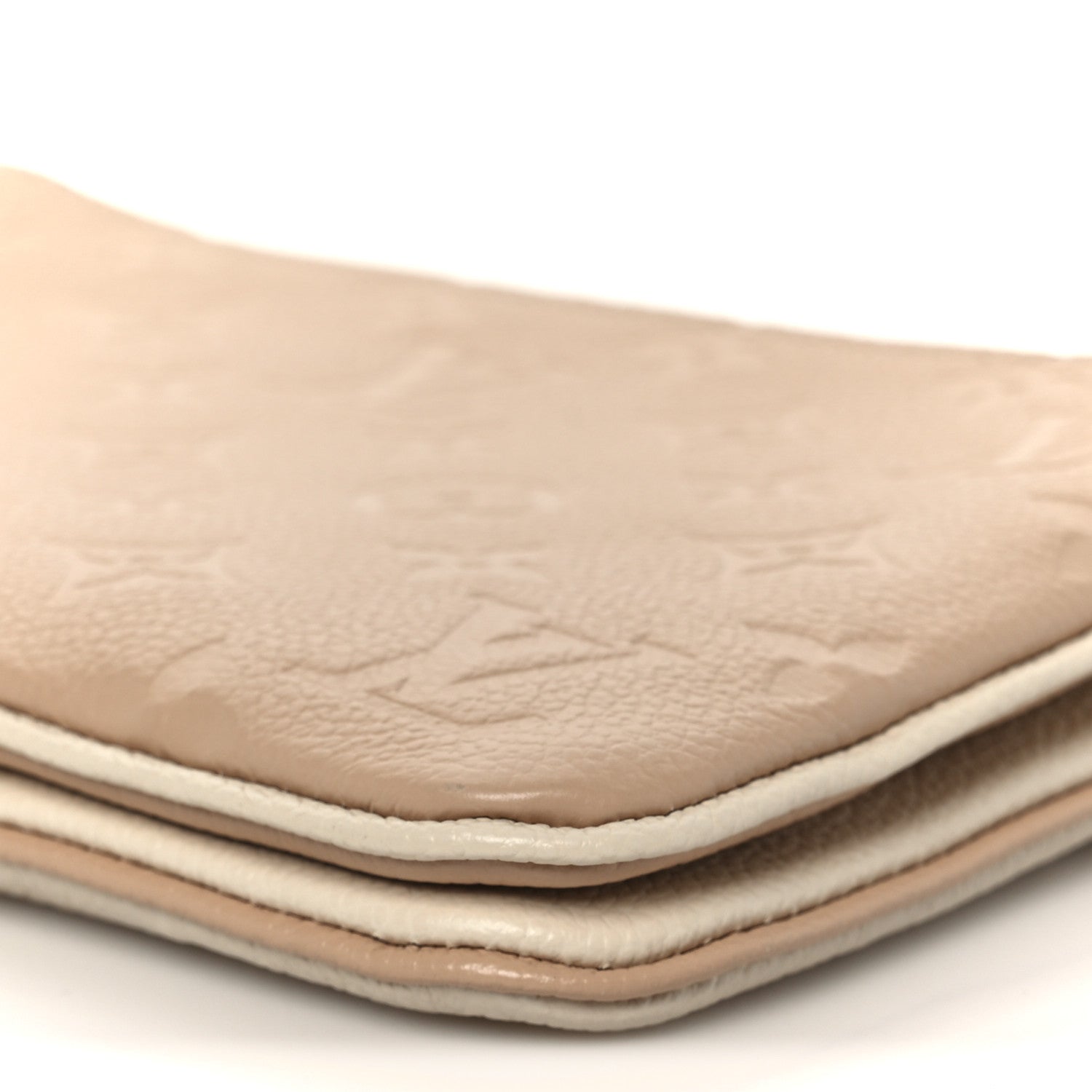 Empreinte Double Zip Pochette Beige Rose Creme