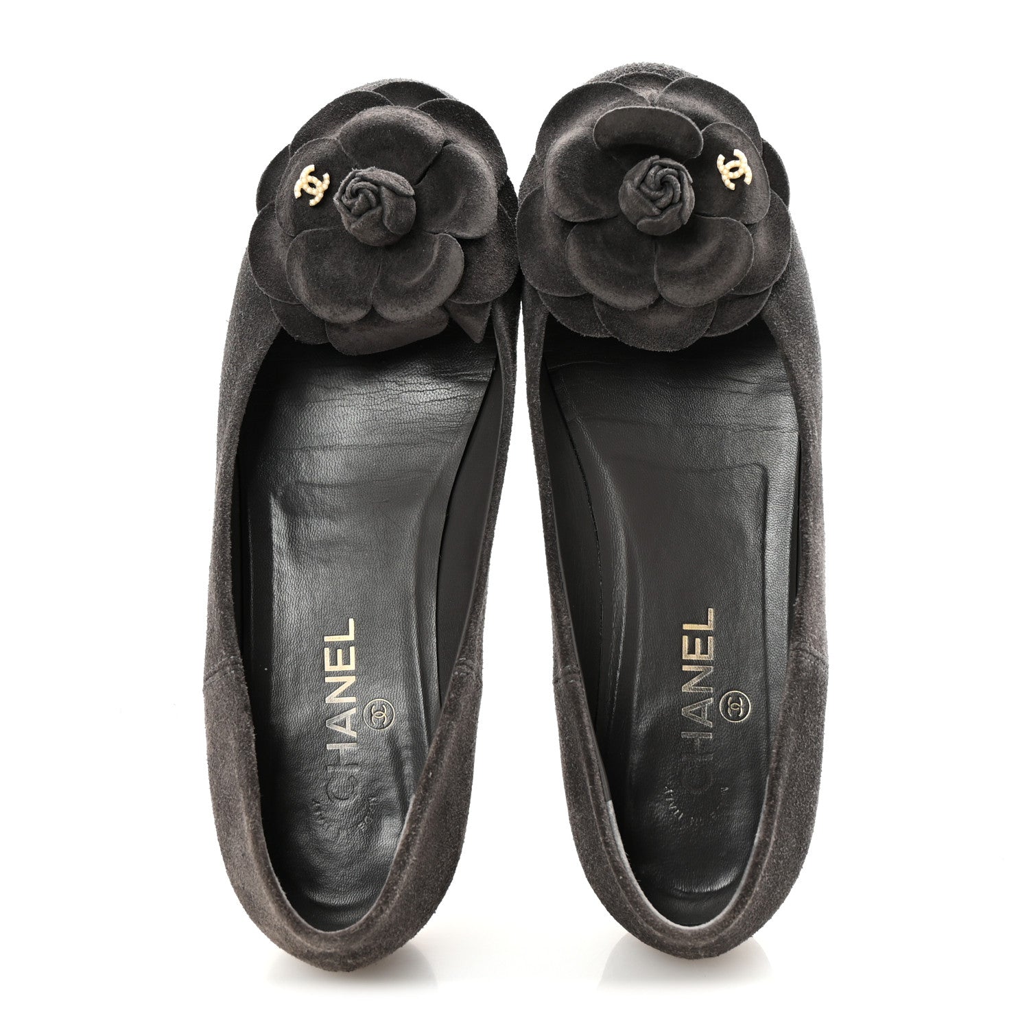 Suede Camellia CC Ballerina Flats 40 Grey