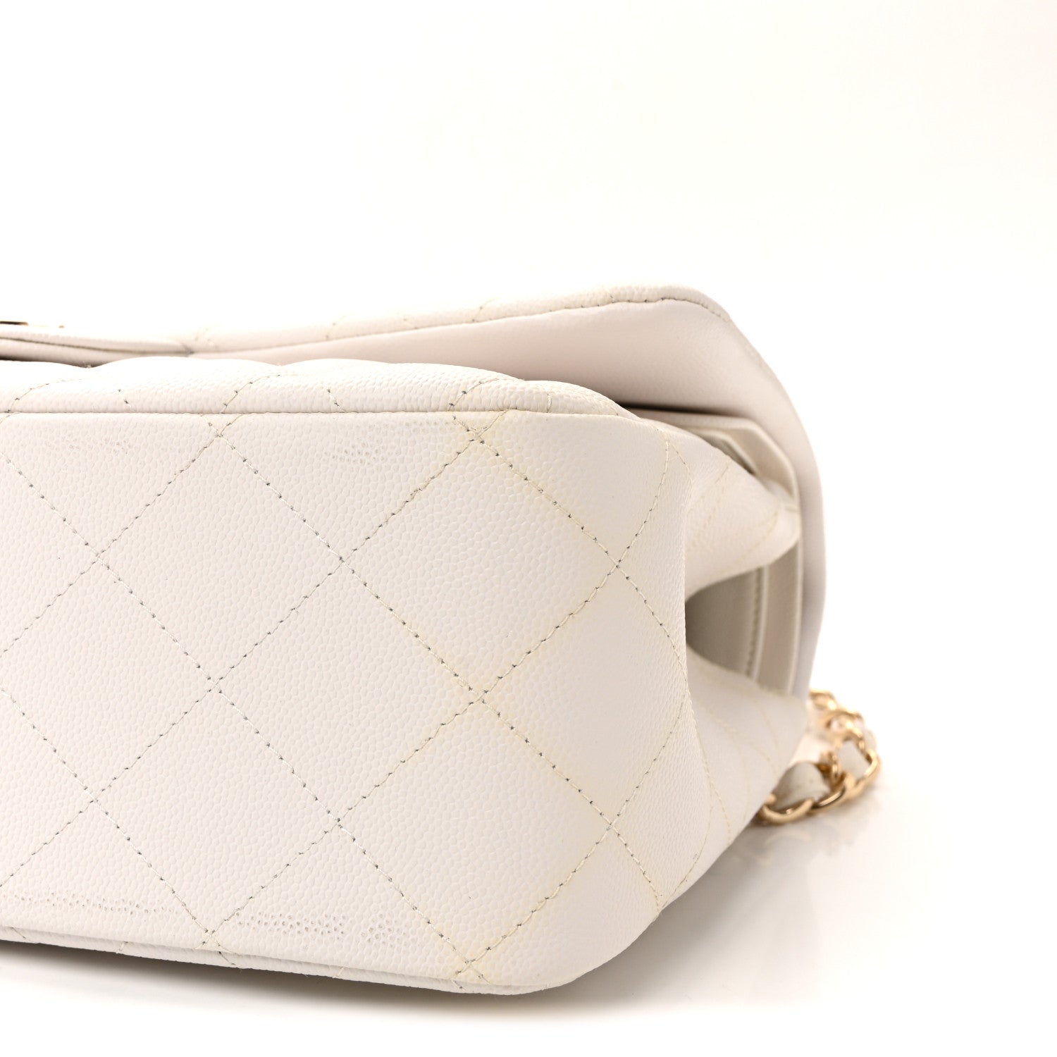 Caviar Quilted Jumbo Double Flap White