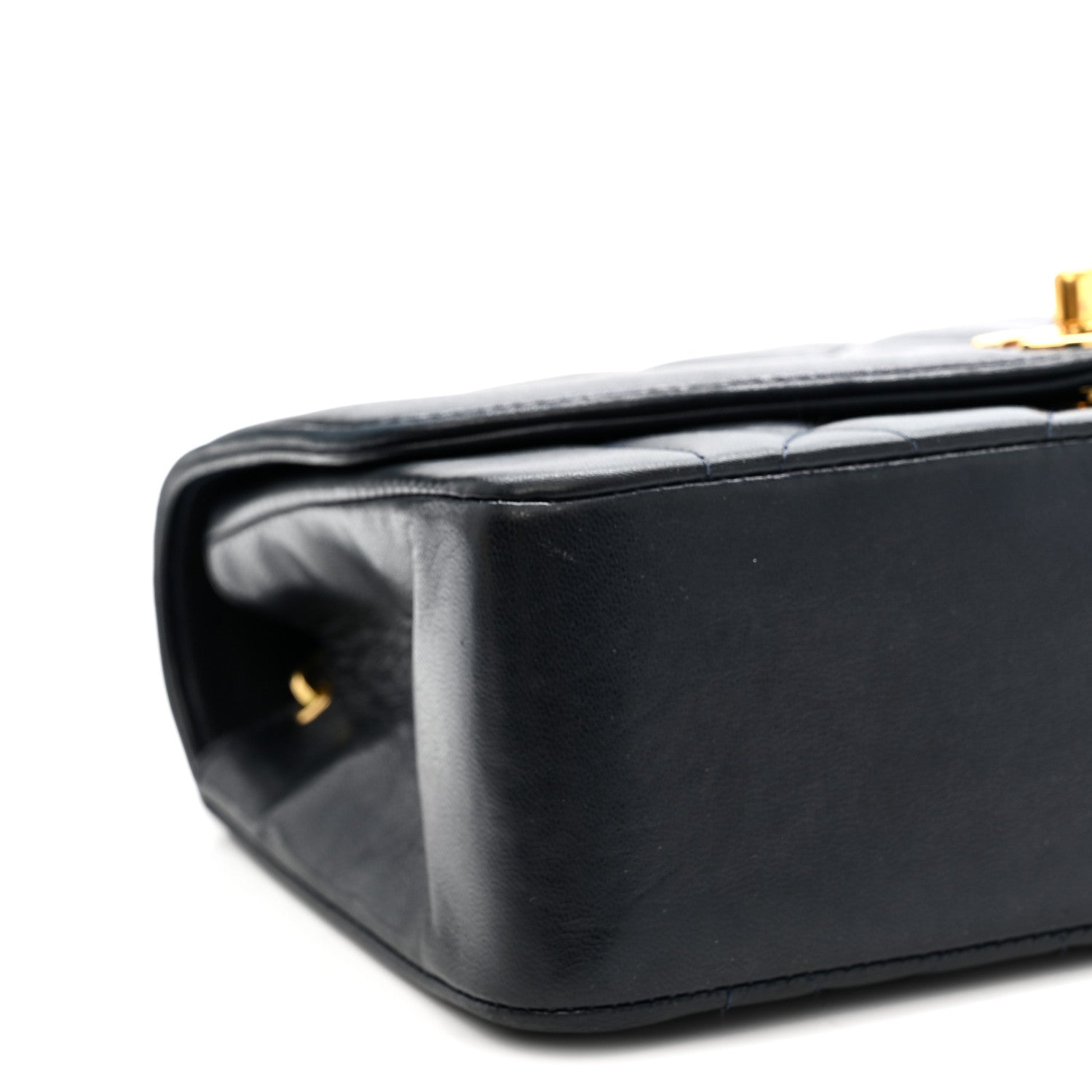 Lambskin Quilted Small Single Flap Navy