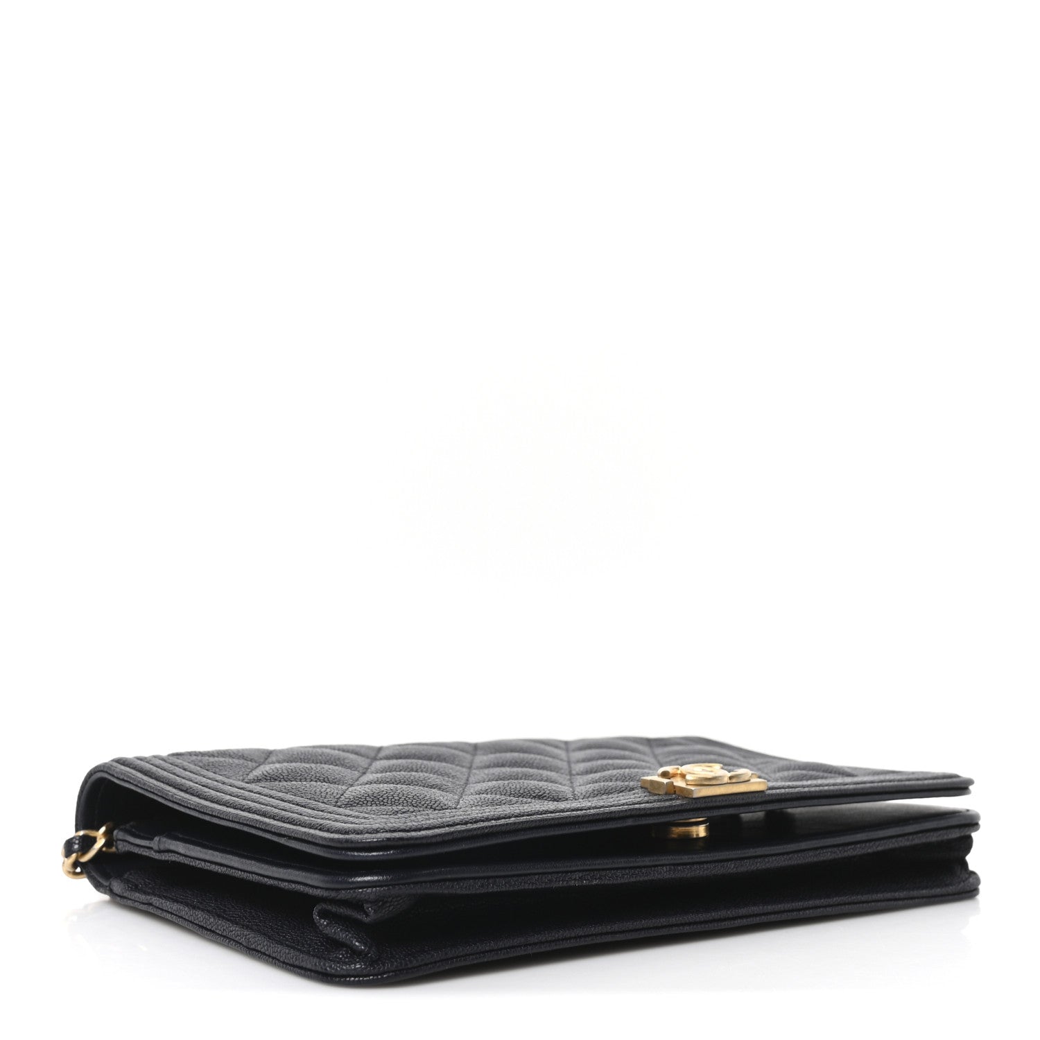 Caviar Quilted Boy Wallet On Chain WOC Navy