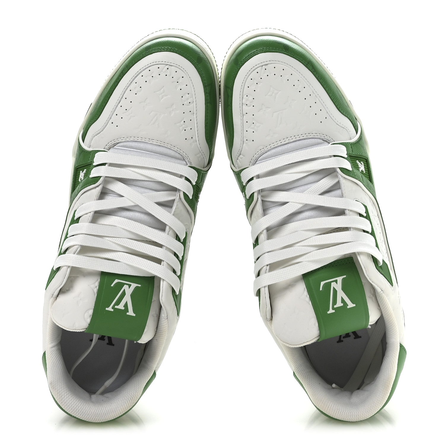 Calfskin Monogram Mens LV Trainer Sneakers 8.5 Green