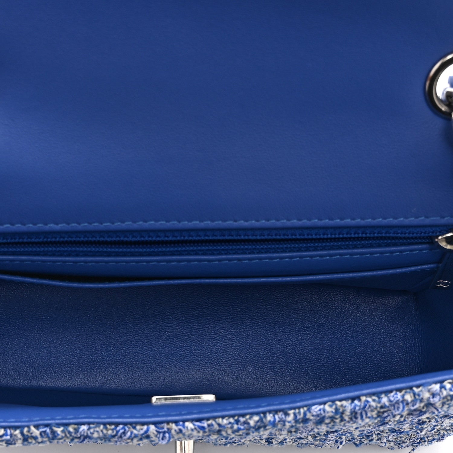 Tweed Quilted Mini Rectangular Flap Blue White