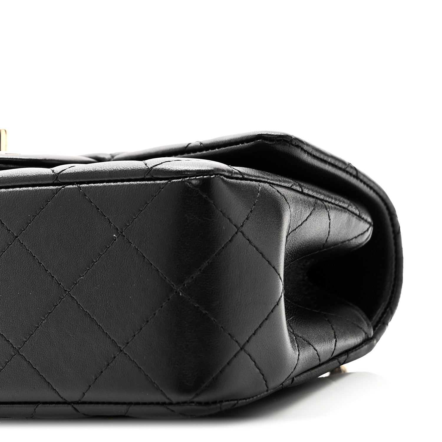 Lambskin Quilted Mini Top Handle Rectangular Flap Black