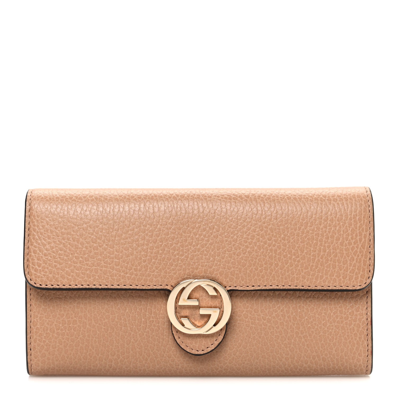 Dollar Calfskin Interlocking G Continental Wallet Camelia