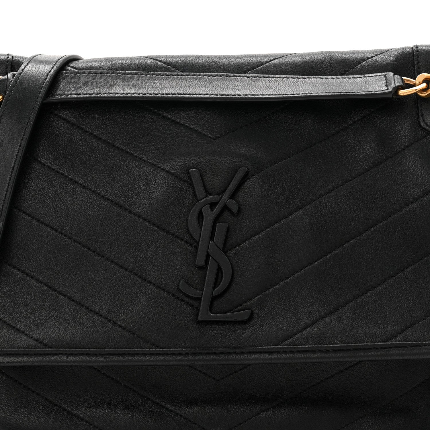 Lambskin Matelasse Monogram Medium Niki Chain Satchel Black