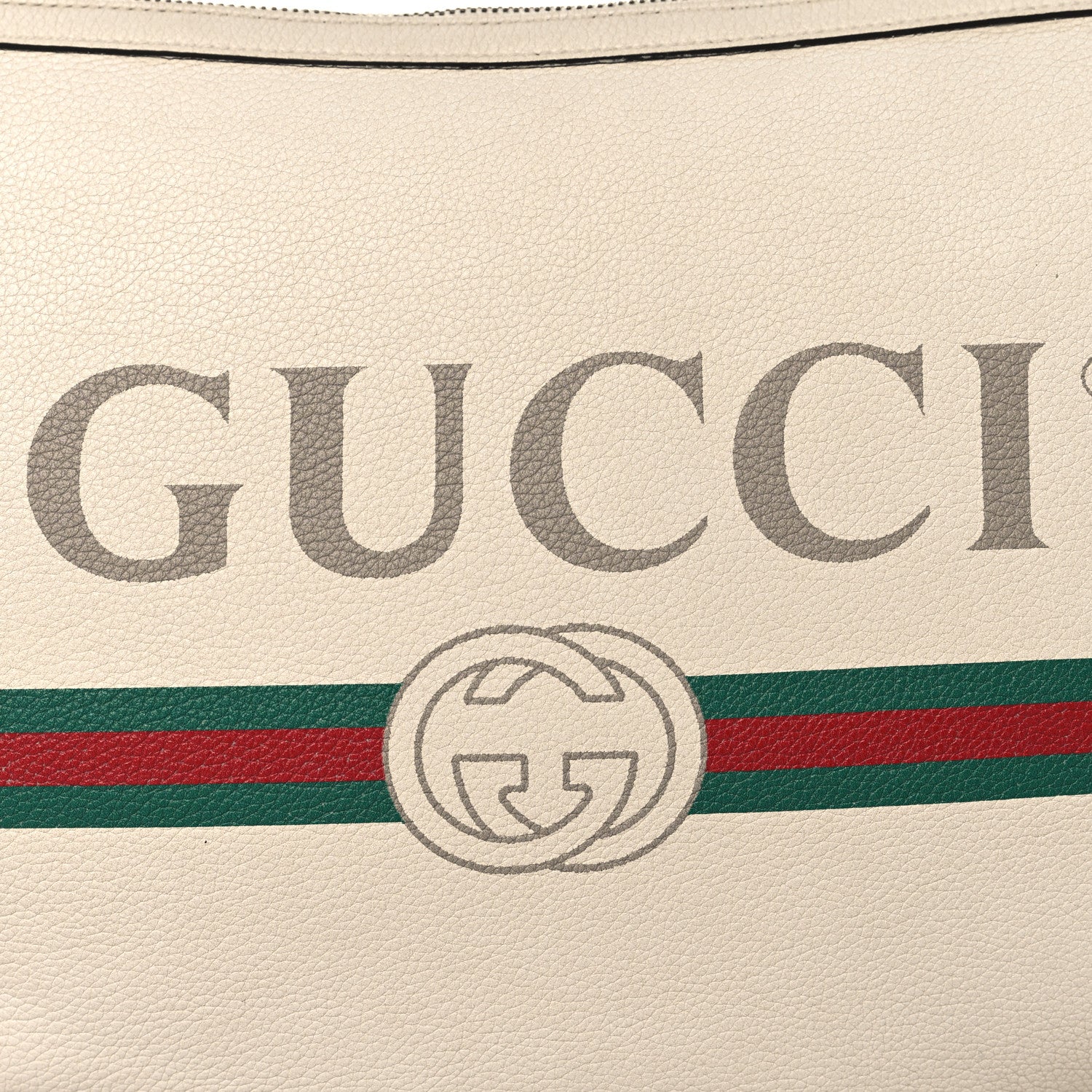 Grained Calfskin Logo Half Moon Hobo White