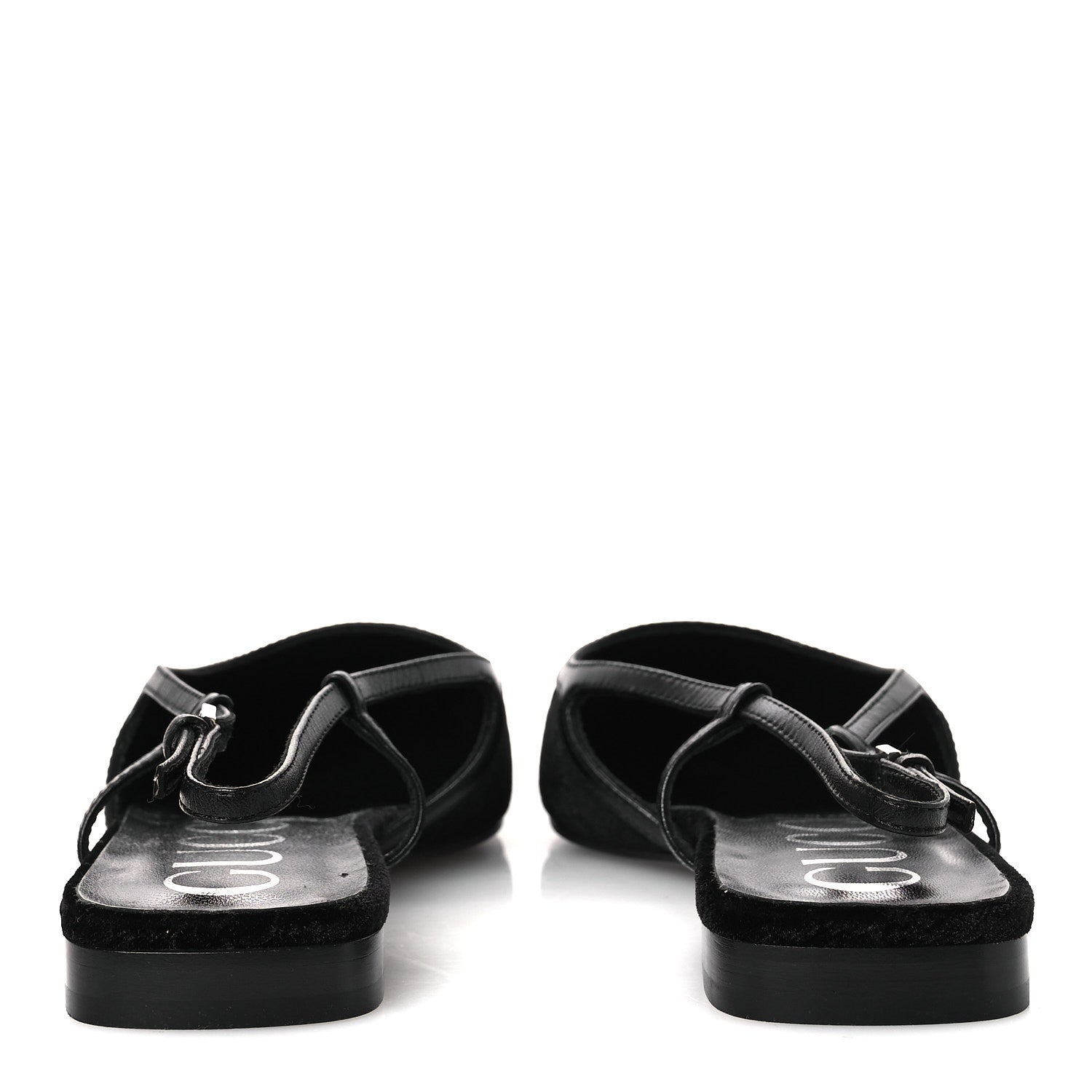 Velvet GG Monogram Slingback Ballet Flats 37.5 Black