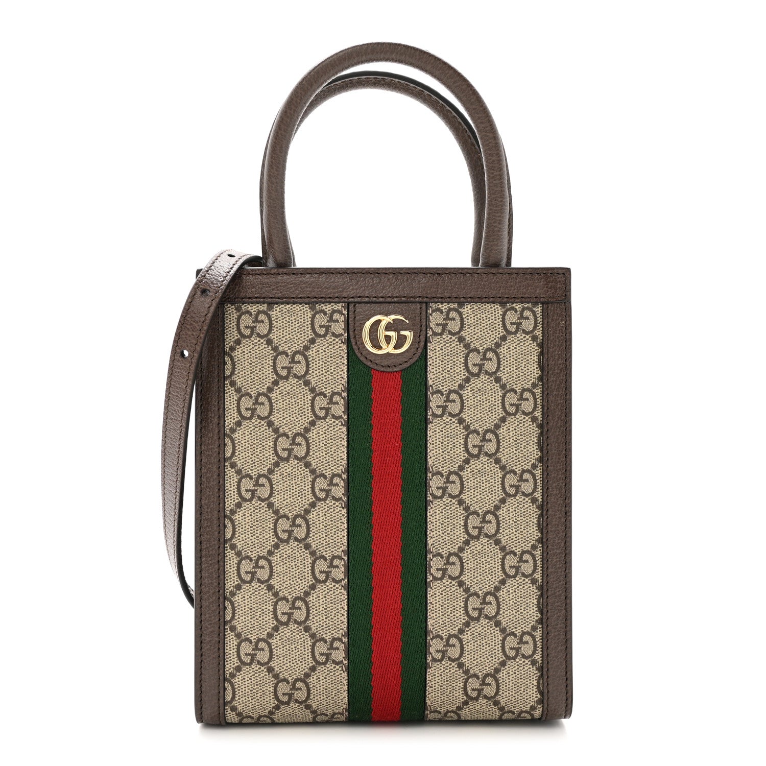 GG Supreme Monogram Textured Dollar Calfskin Web Super Mini Ophidia Mini Tote Bag Beige Ebony New Acero