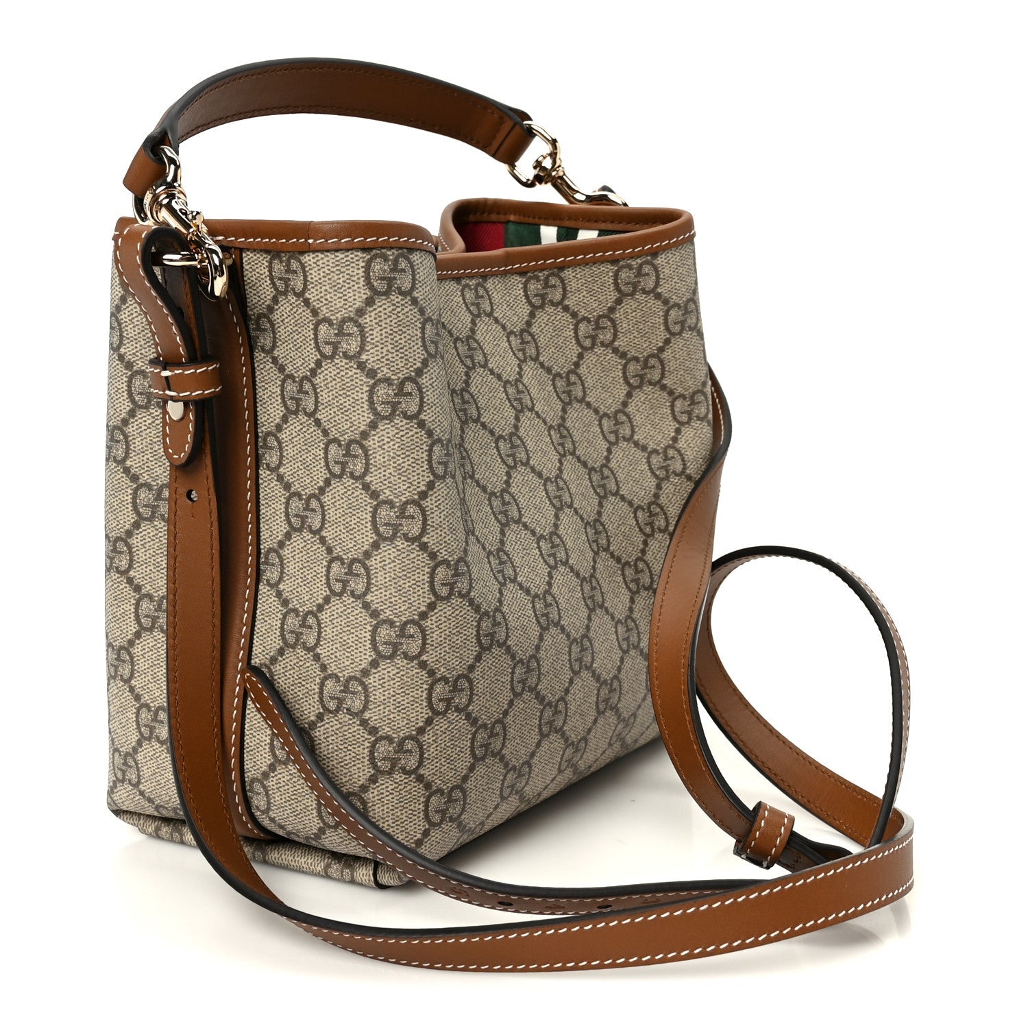 GG Supreme Monogram Emblem Small Shoulder Bag Beige Ebony Sundial