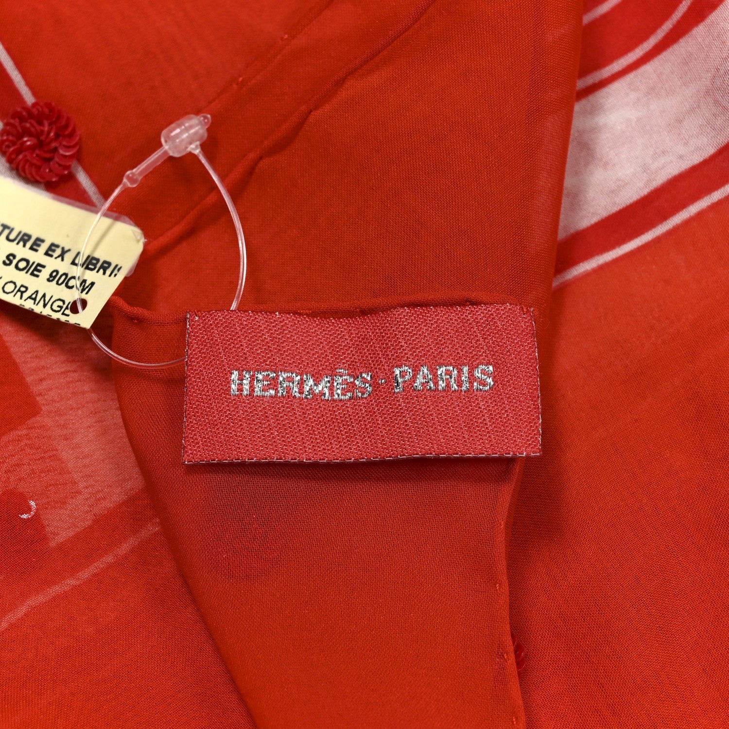 Silk Mousseline Sequin Ex Libris Au Pois Couture Rouge Vif Orange