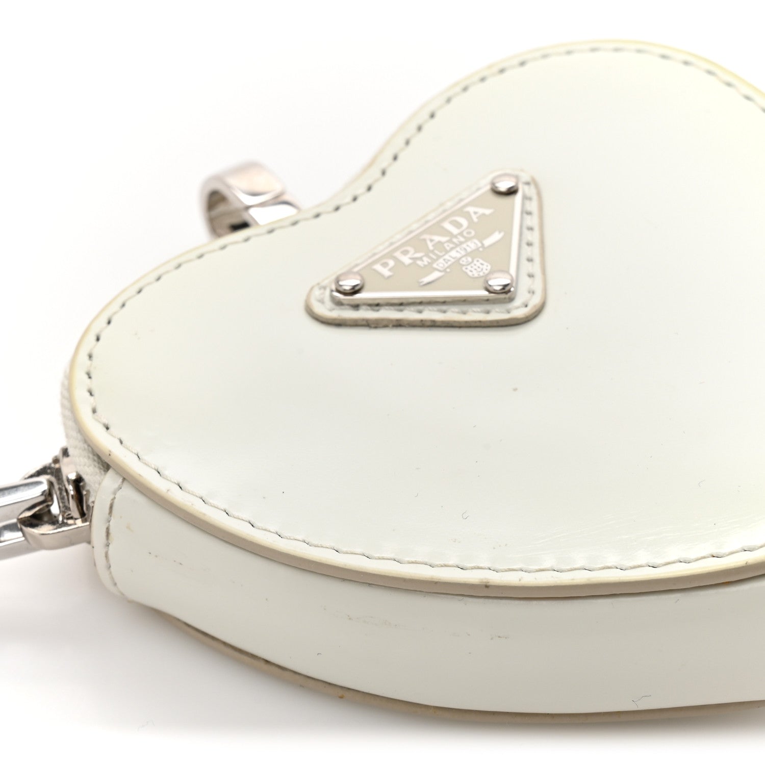 Spazzolato Heart Coin Pouch Bag Charm White