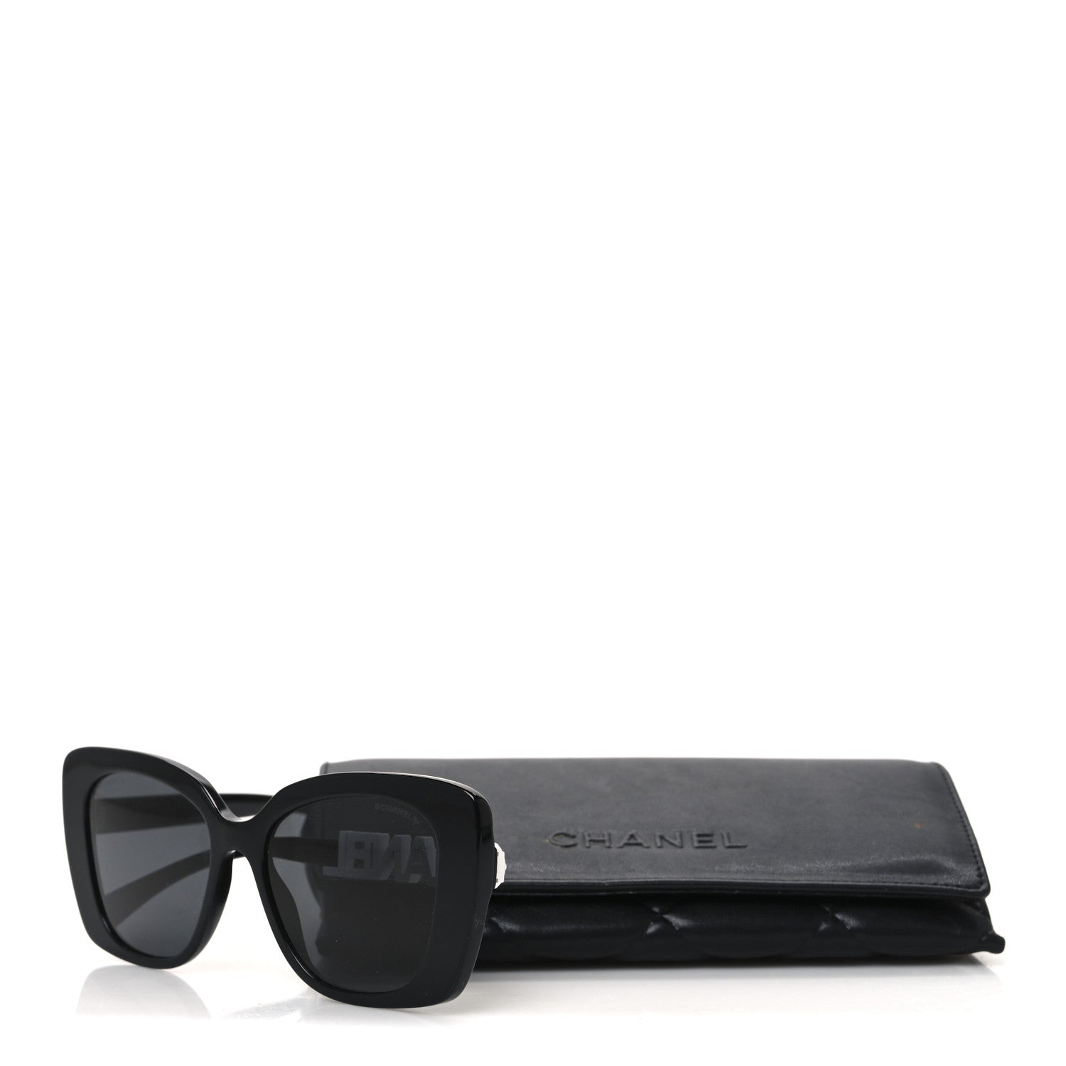 Acetate Strass Square Sunglasses 5422-B Black White
