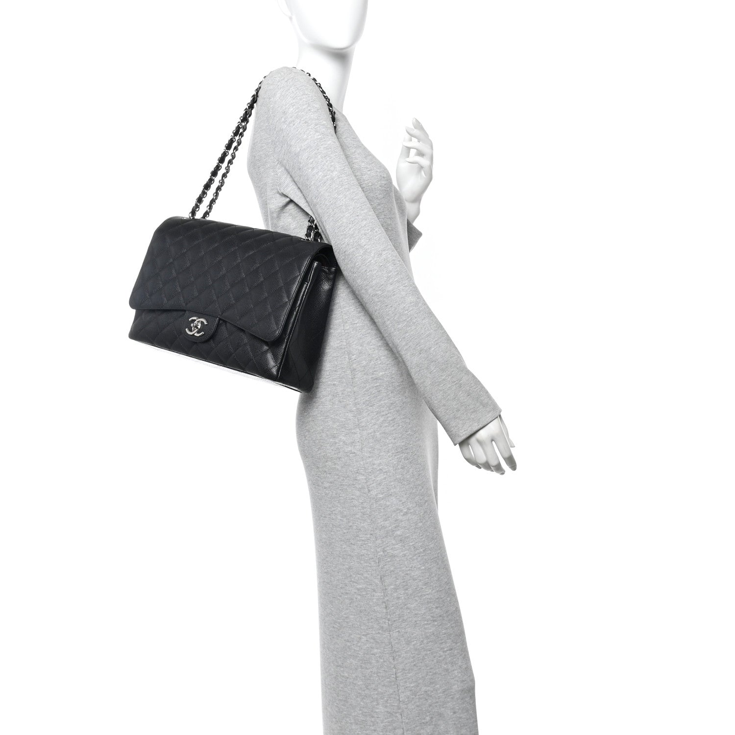 Caviar Quilted Maxi Double Flap Black