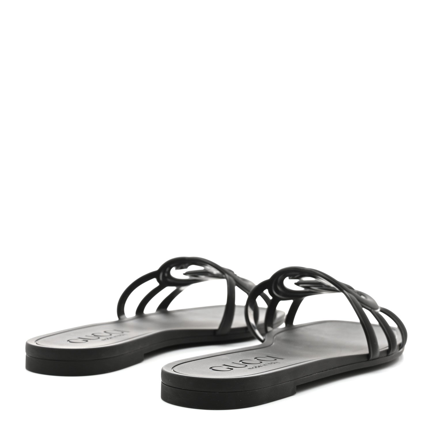 Rubber Womens Interlocking G Slide Sandals 39 Black