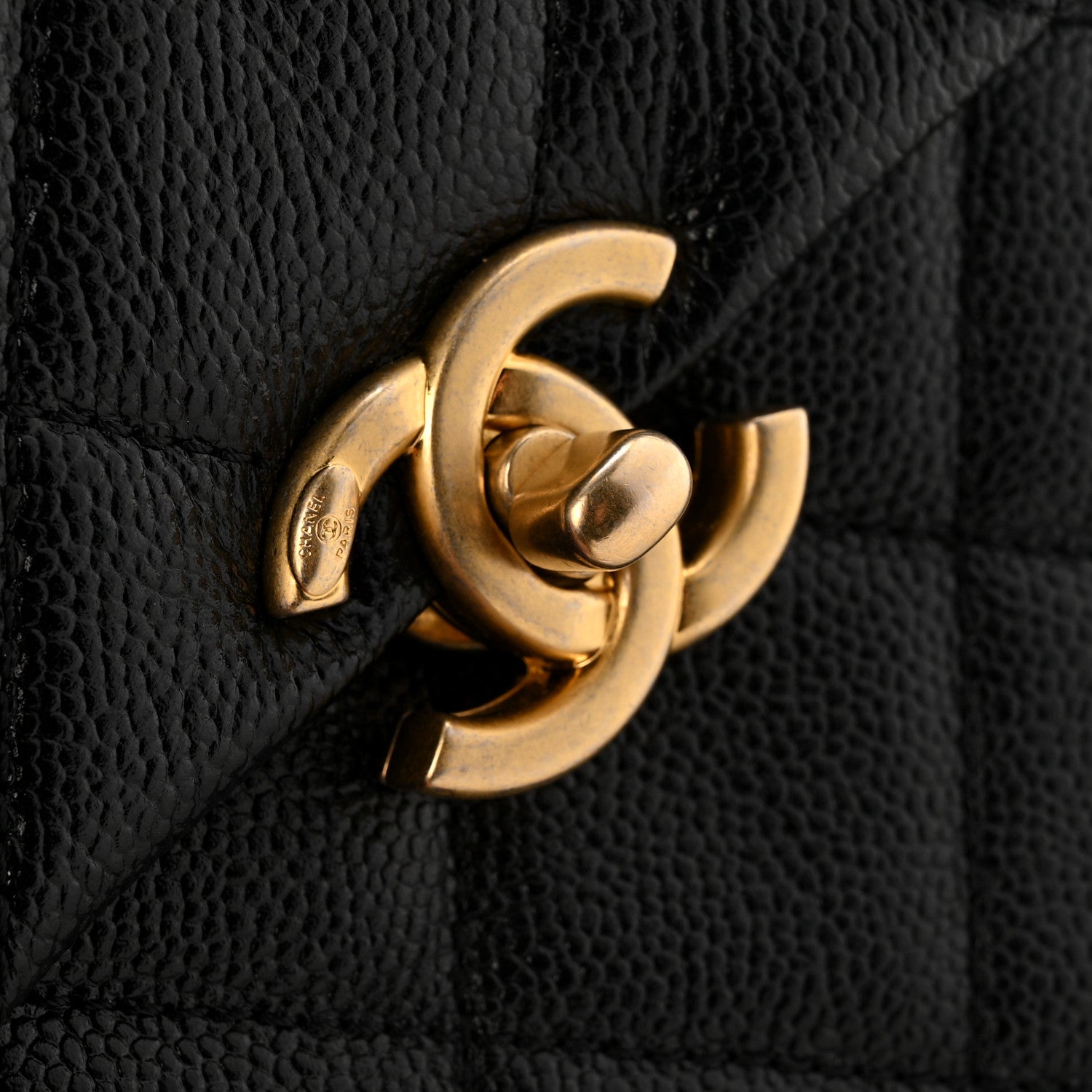 Shiny Caviar Quilted Chain Melody Backpack Black