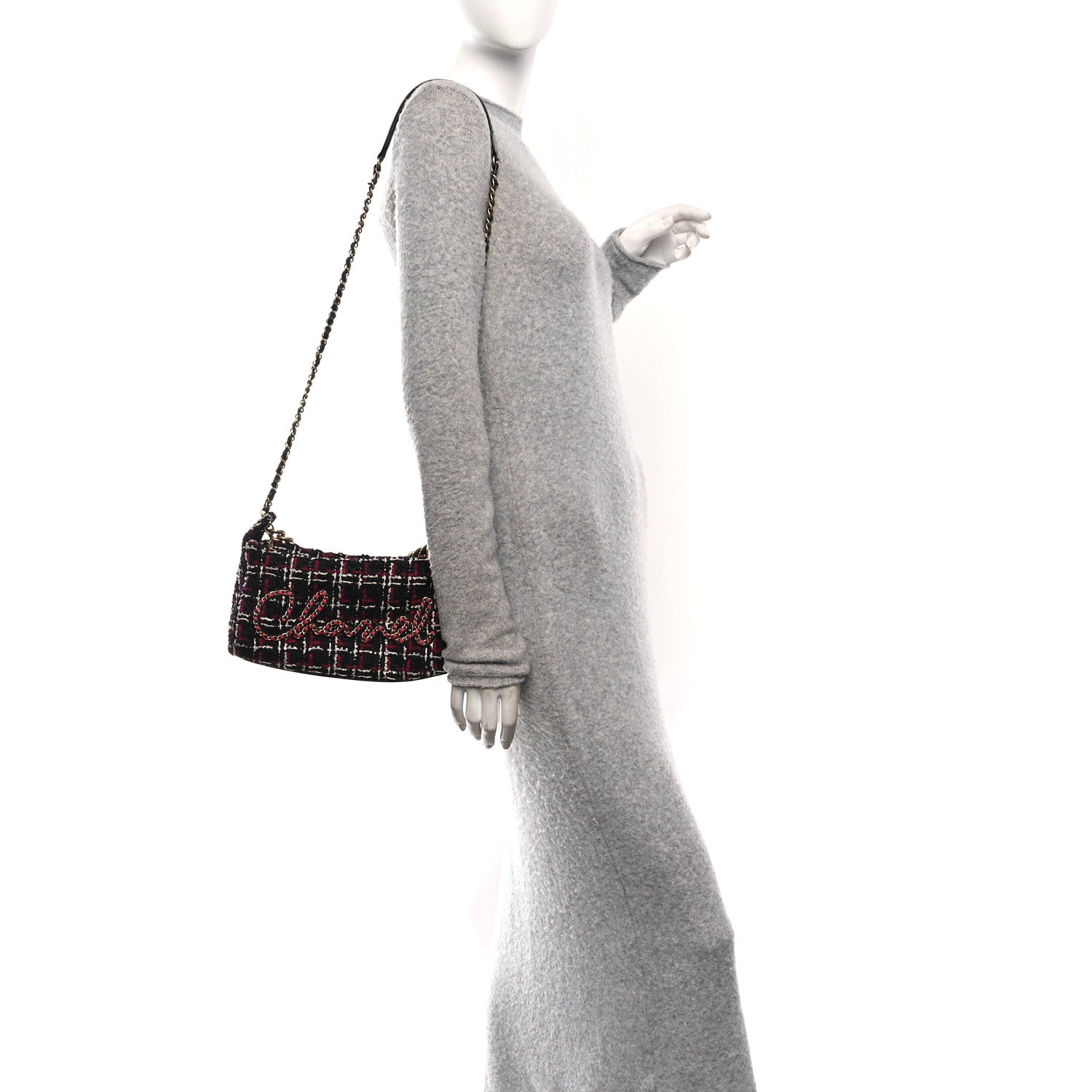 Tweed Calfskin Signe Hobo Navy Multicolor
