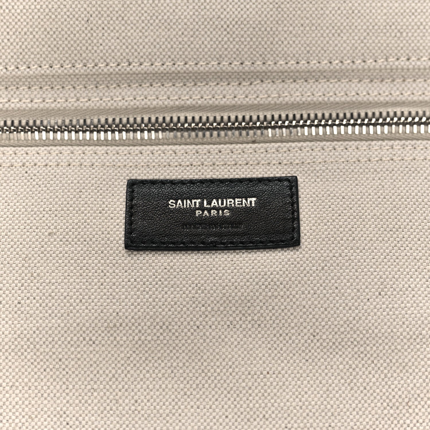 Linen Calfskin Rive Gauche Maxi Tote Grege et Noir