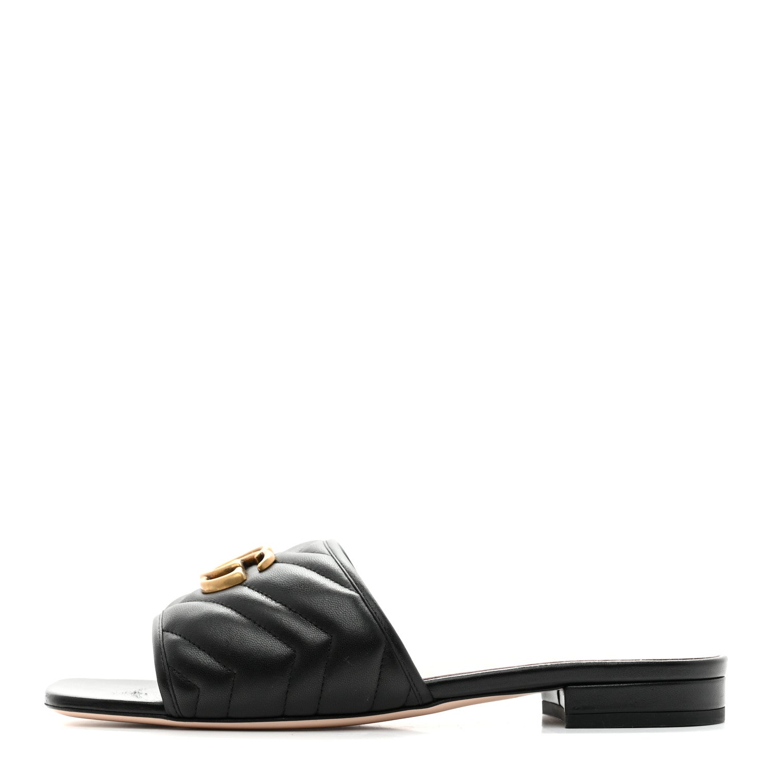 Nappa Matelasse GG Marmont Flat Slide Sandals 40 Black