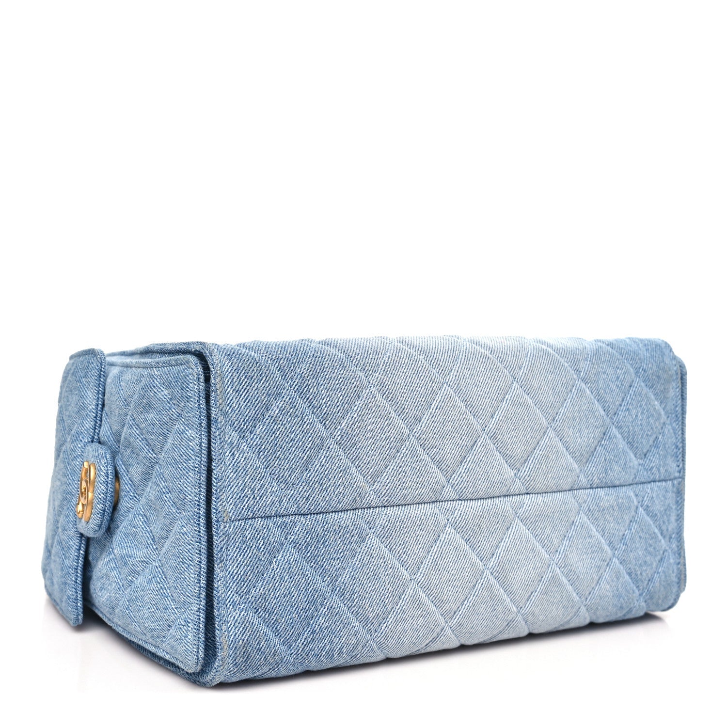 Washed Denim Quilted Small Chanel 25 Handbag Blue