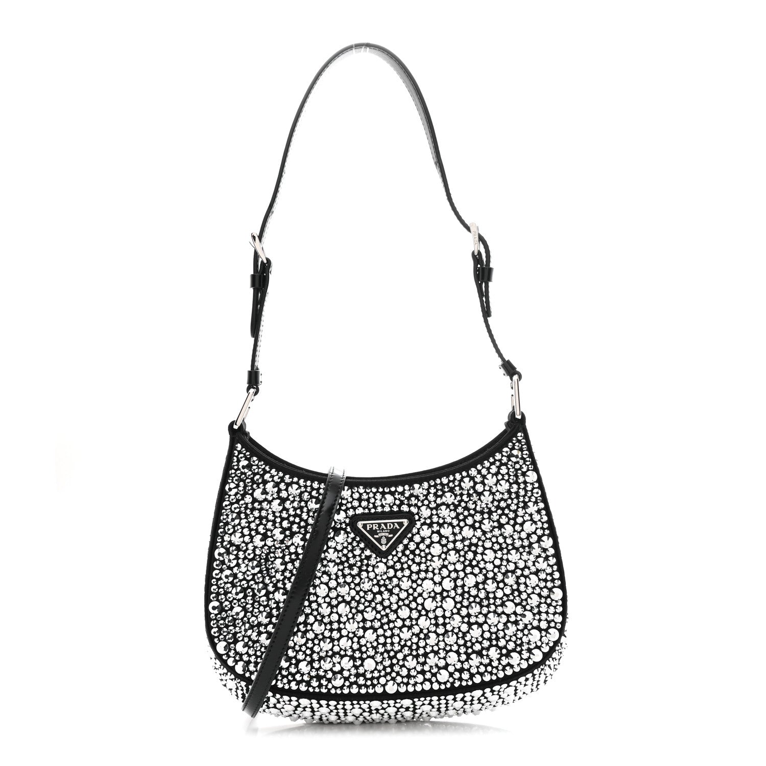 Satin Crystal Cleo Adjustable Strap Shoulder Bag Metal