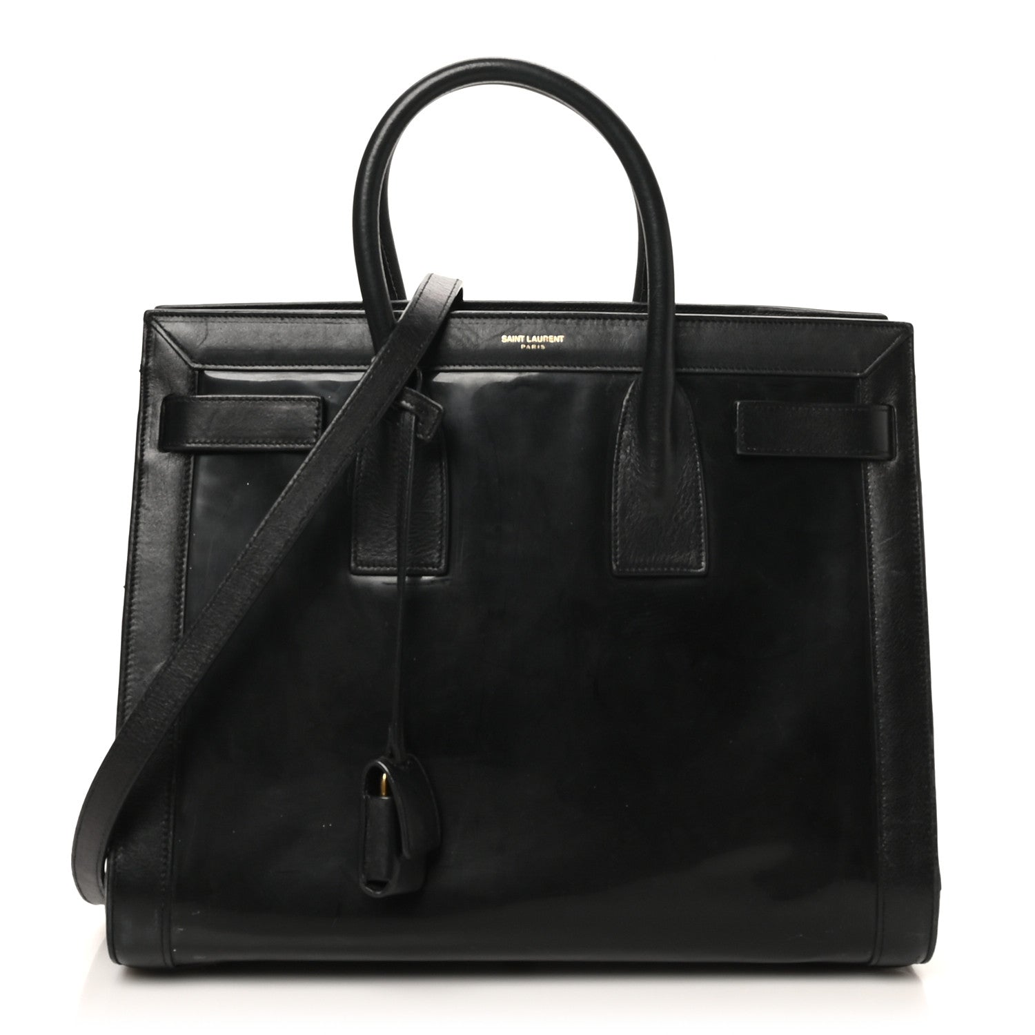 Patent Calfskin Small Sac de Jour Black