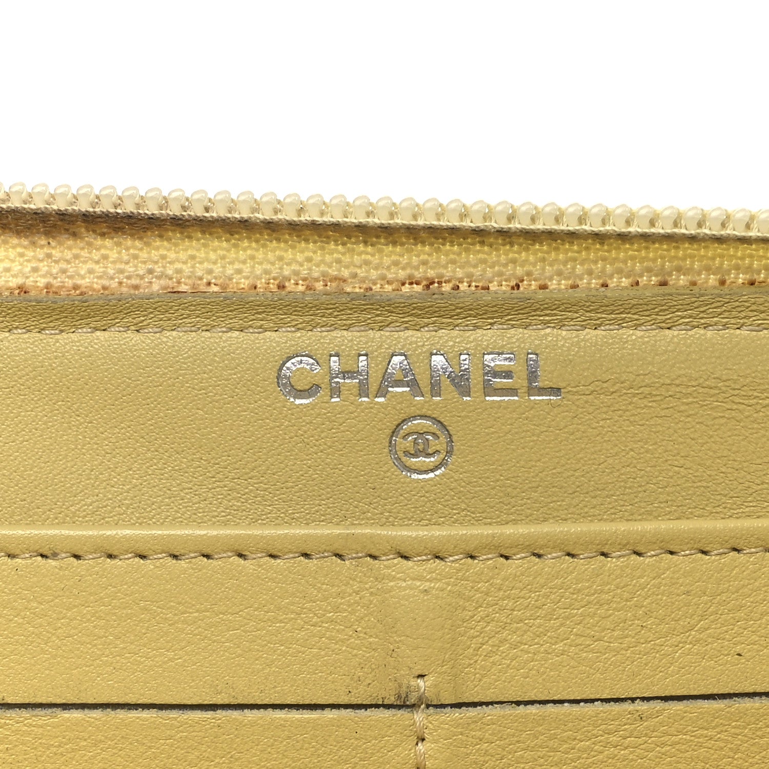 Patent Large Gusset CC Zip Wallet Yellow