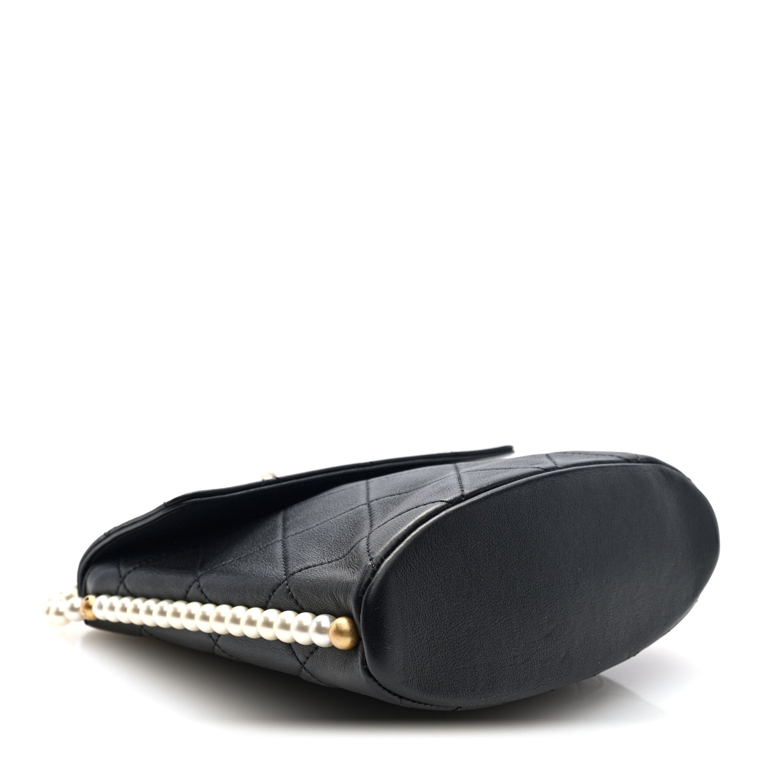Calfskin Quilted Pearl Small About Pearls Hobo Bag Black