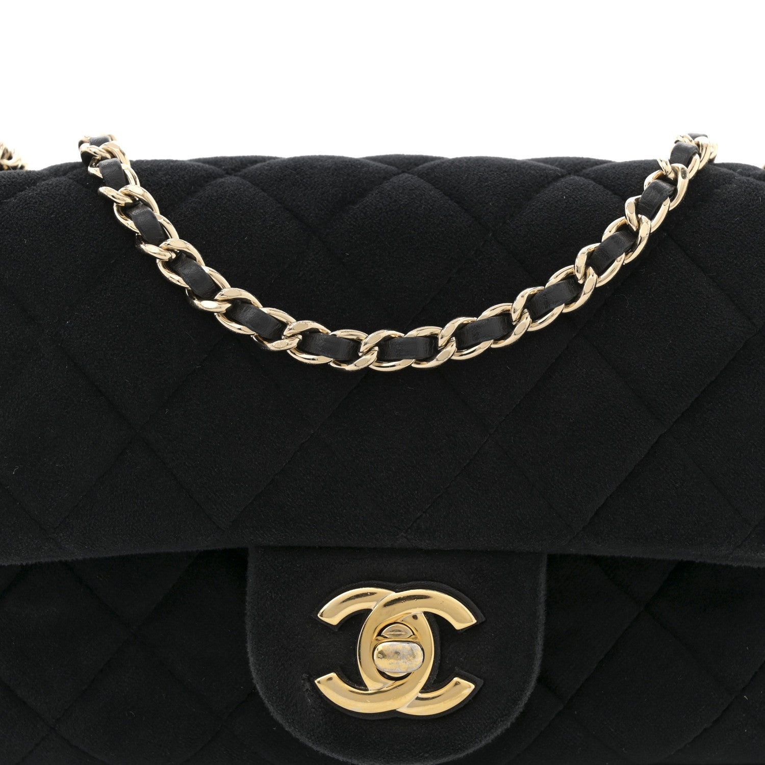 Velvet Quilted Mini Rectangular Pearl Crush Flap Black