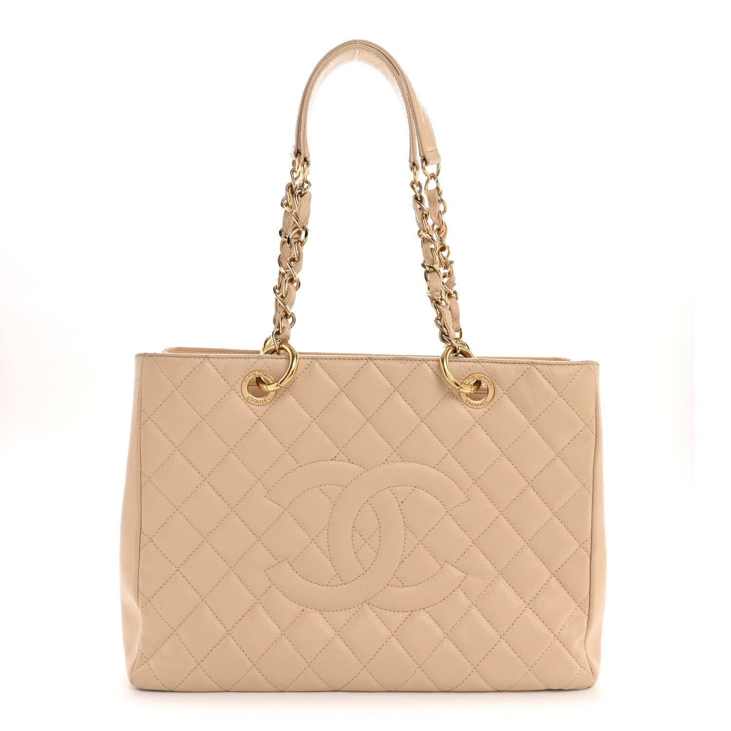 Caviar Quilted Grand Shopping Tote GST Beige