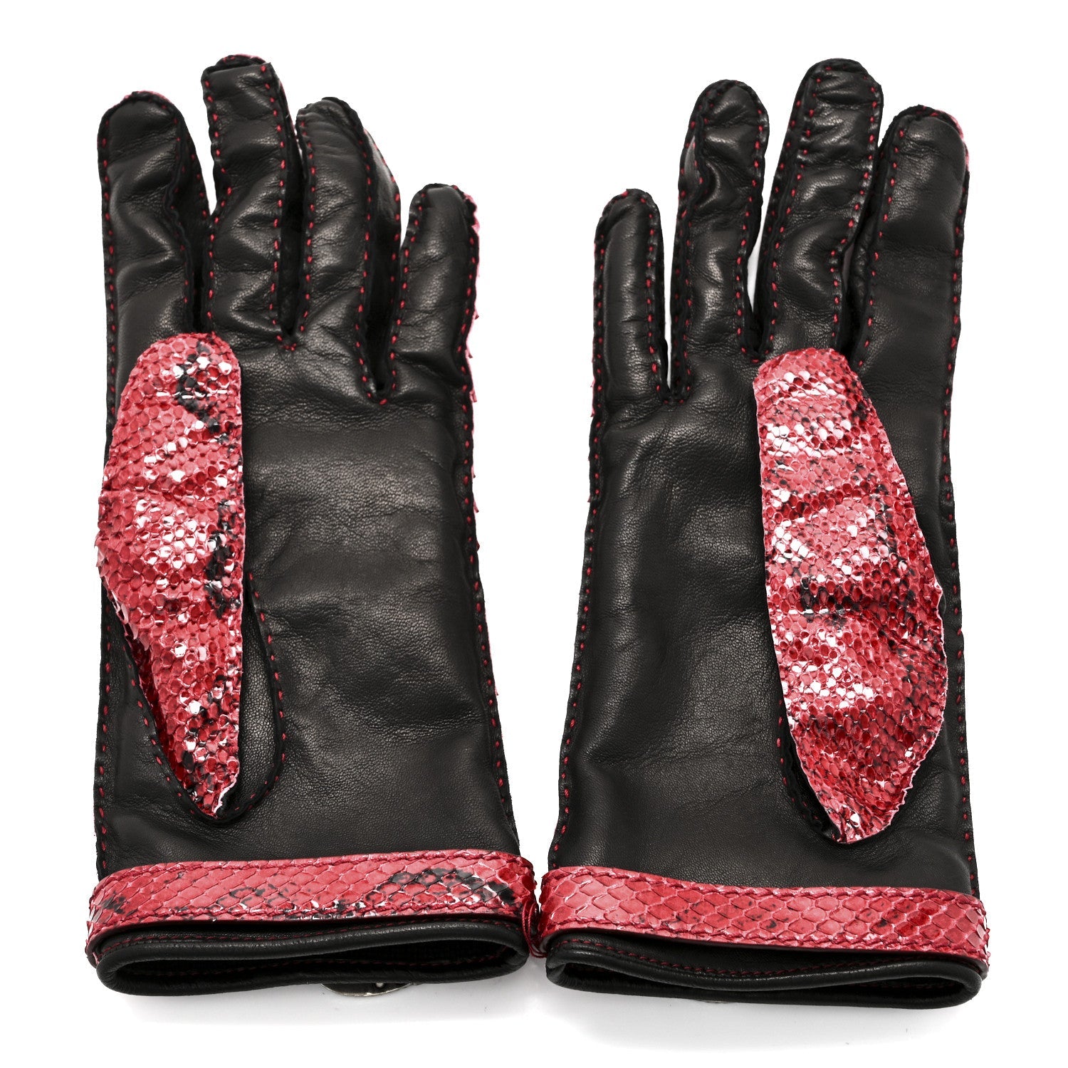 Snakeskin Lambskin Dionysus Gloves 6.5 Red