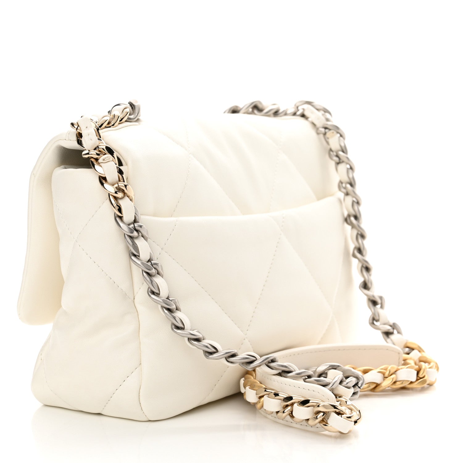 Lambskin Quilted Medium Chanel 19 Flap White