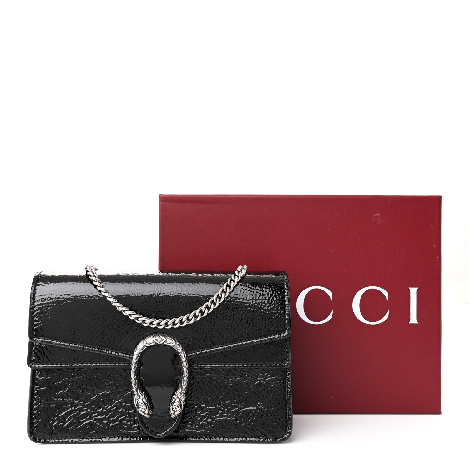 Crinkled Patent Super Mini Dionysus Shoulder Bag Black