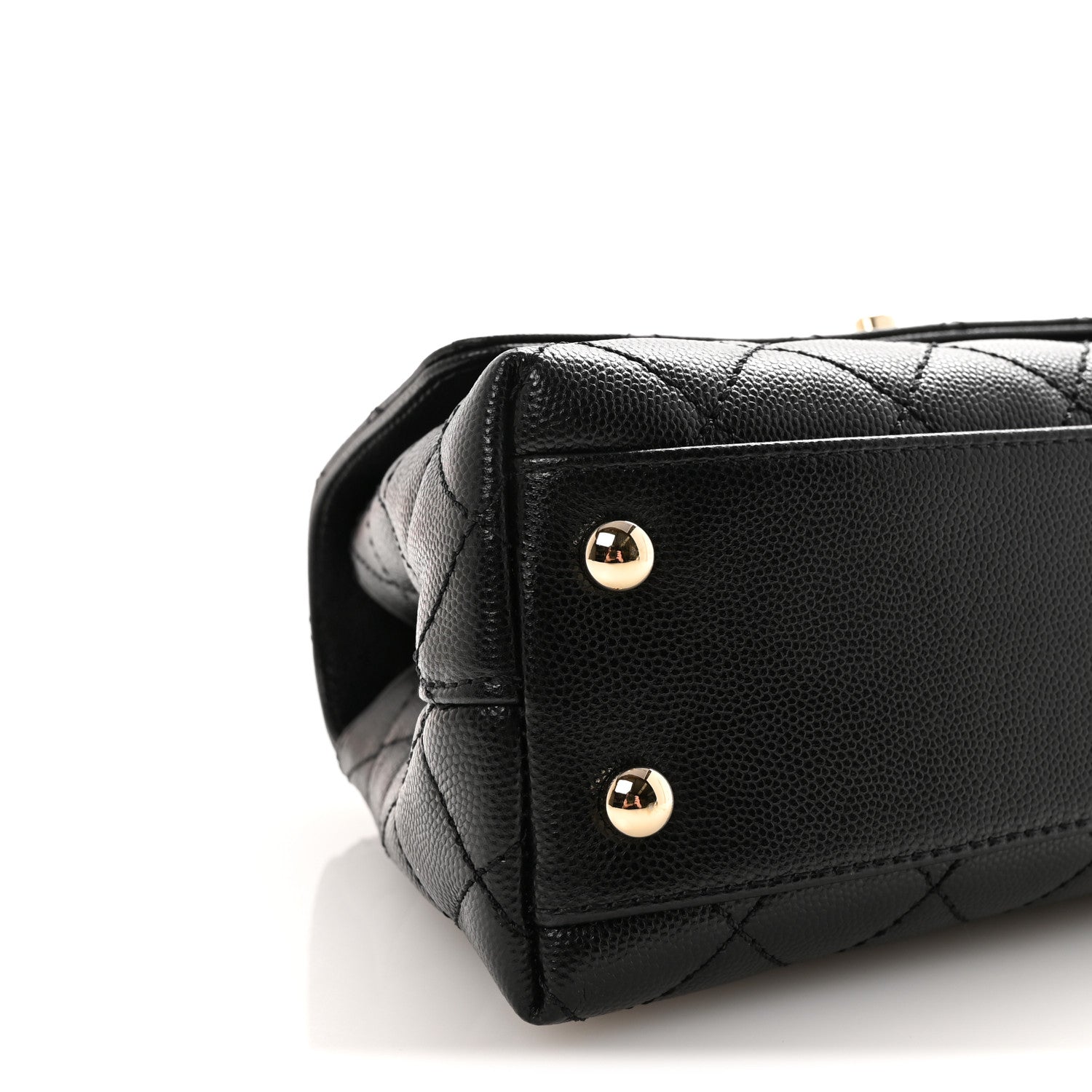 Caviar Lizard Embossed Quilted Mini Coco Handle Flap Black
