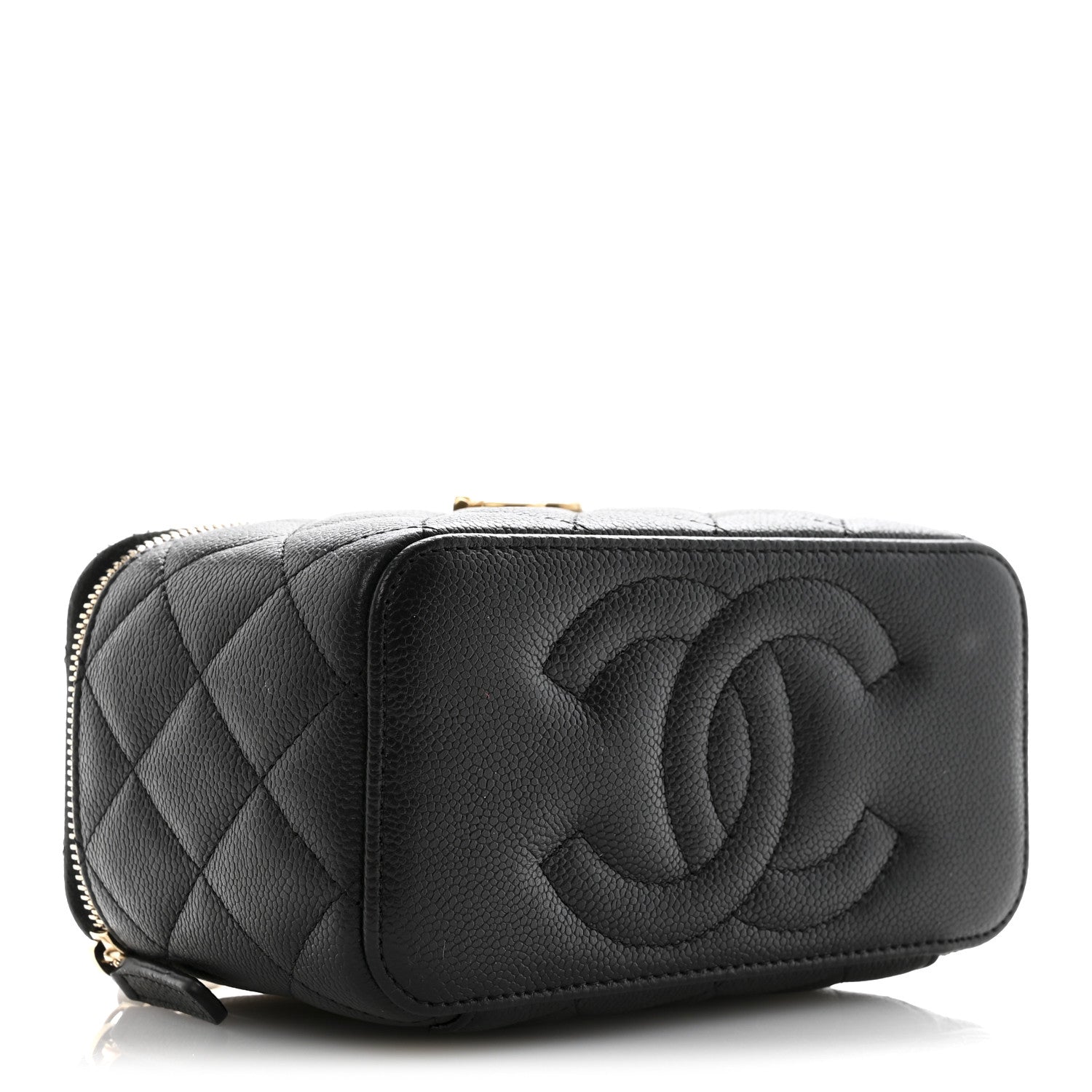Caviar Quilted Sweetheart Vanity Case Black