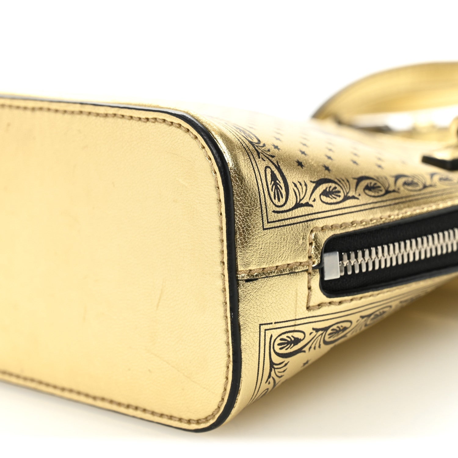 X SEGA Calfskin GUCCY Stars Mini Dome Shoulder Bag Gold