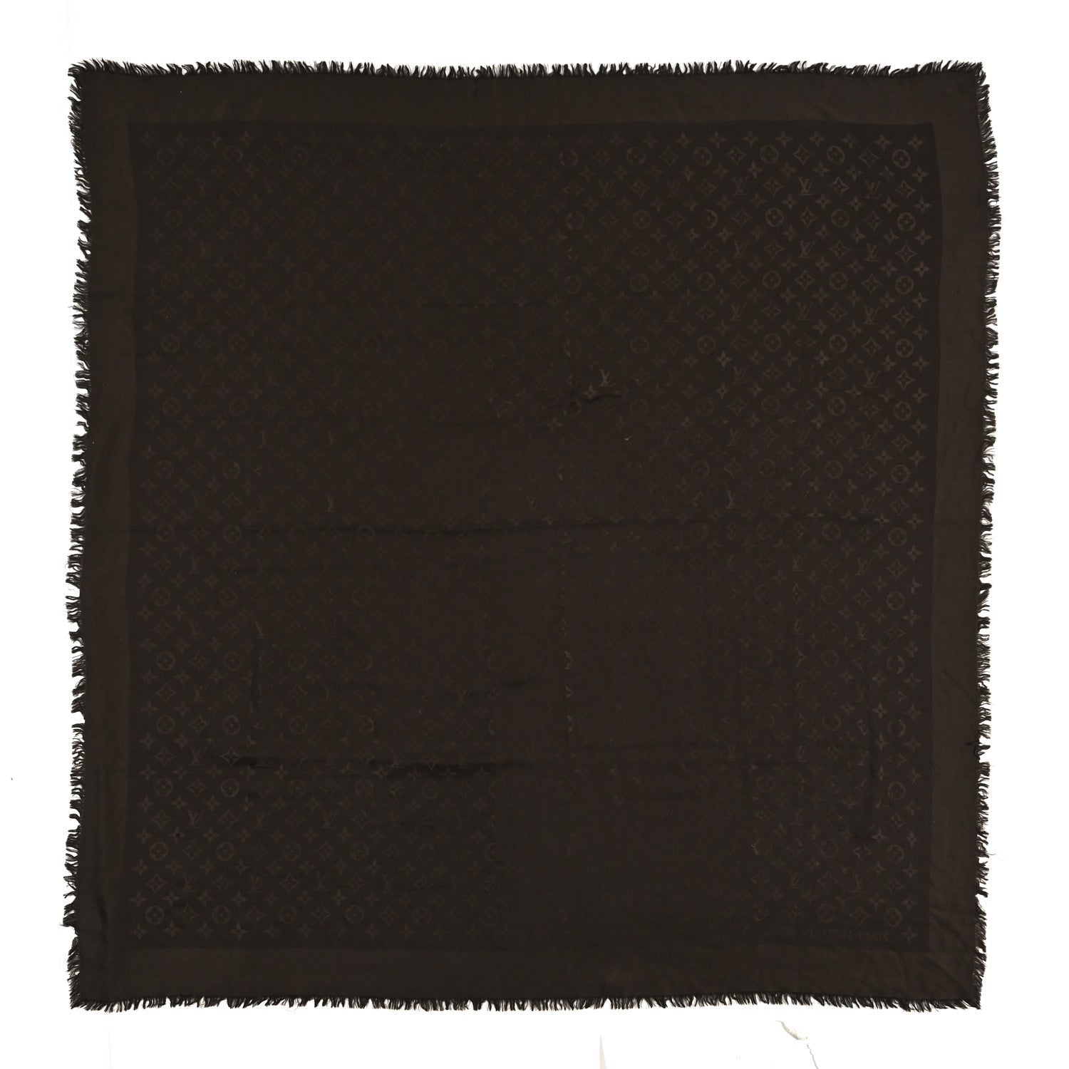 Silk Wool Monogram Denim Shawl Chocolate