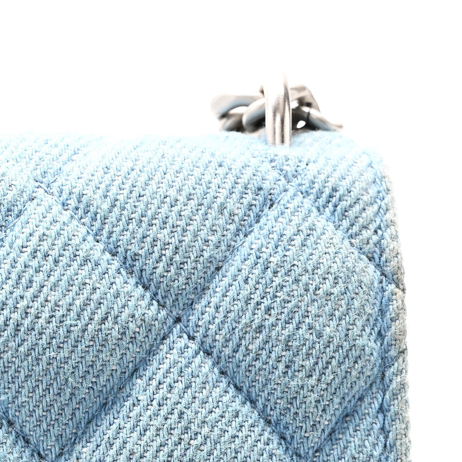 Denim Quilted Sweetheart Wallet On Chain WOC Blue