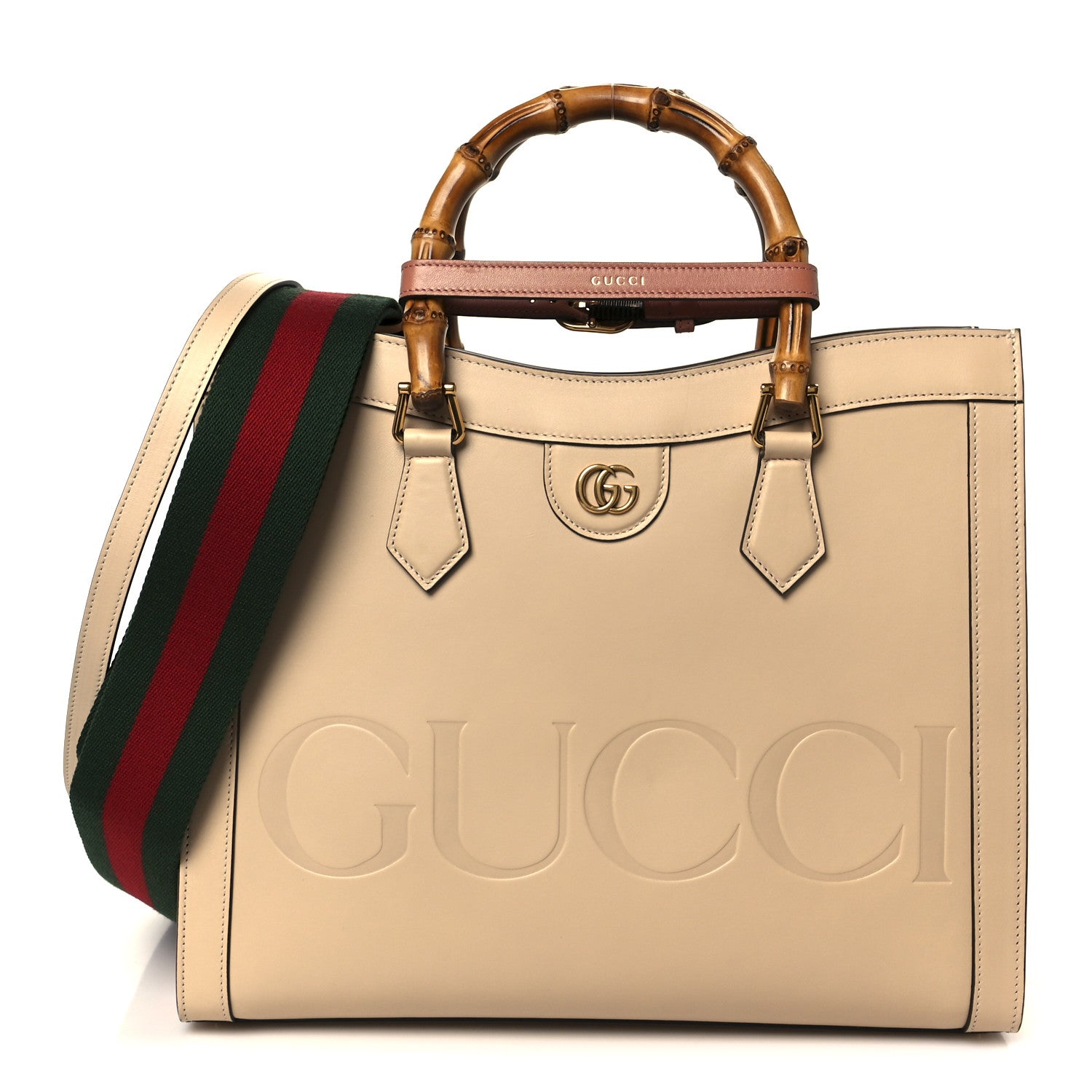 Charisma Calfskin Gucci Embossed Web Medium Diana Tote Bag Souffle Rose Phard