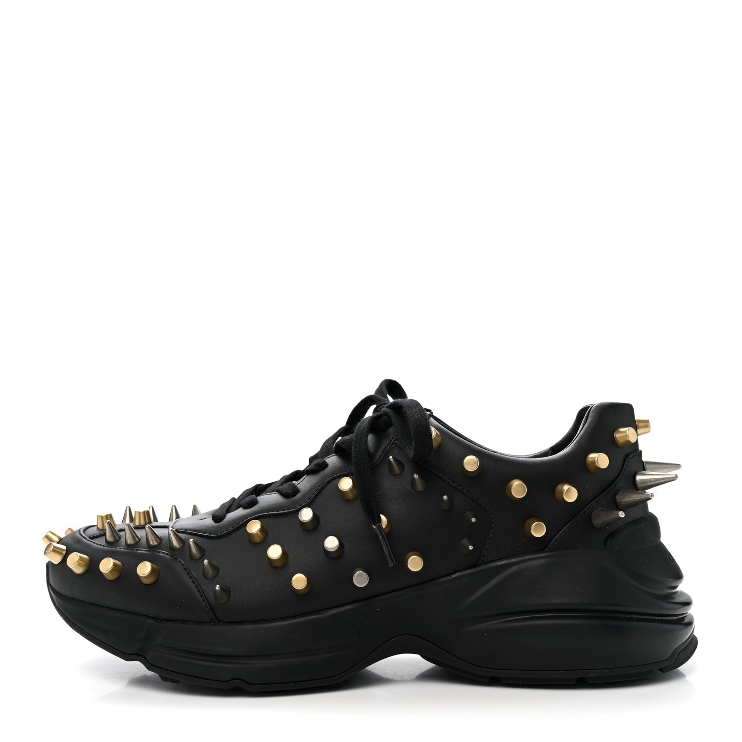 Demetra Spike Studded Mens Rhyton Sneakers 10 Black