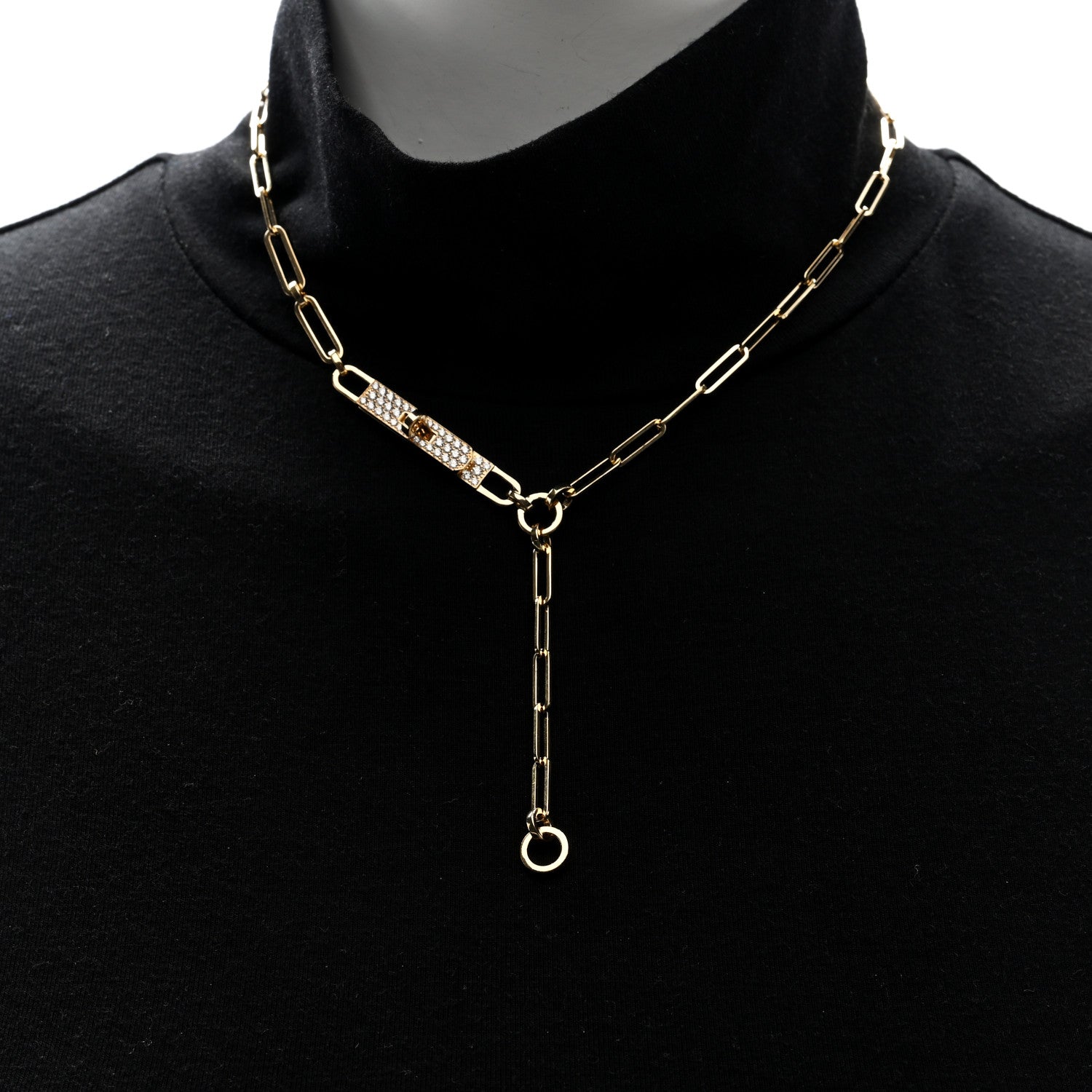 18K Rose Gold Diamond Pave PM Kelly Chaine Lariat Necklace ST