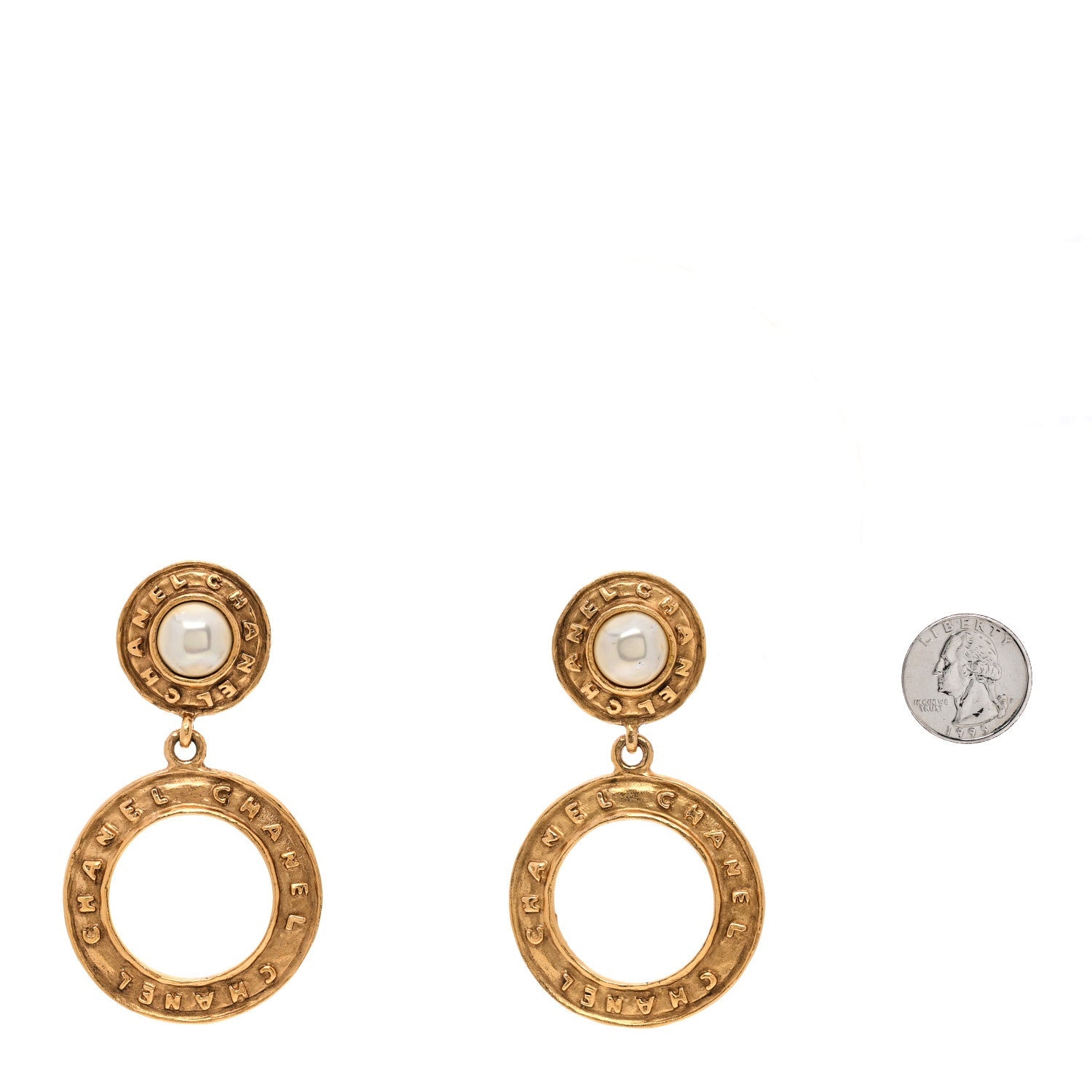 Pearl CC Clip On Earrings Gold