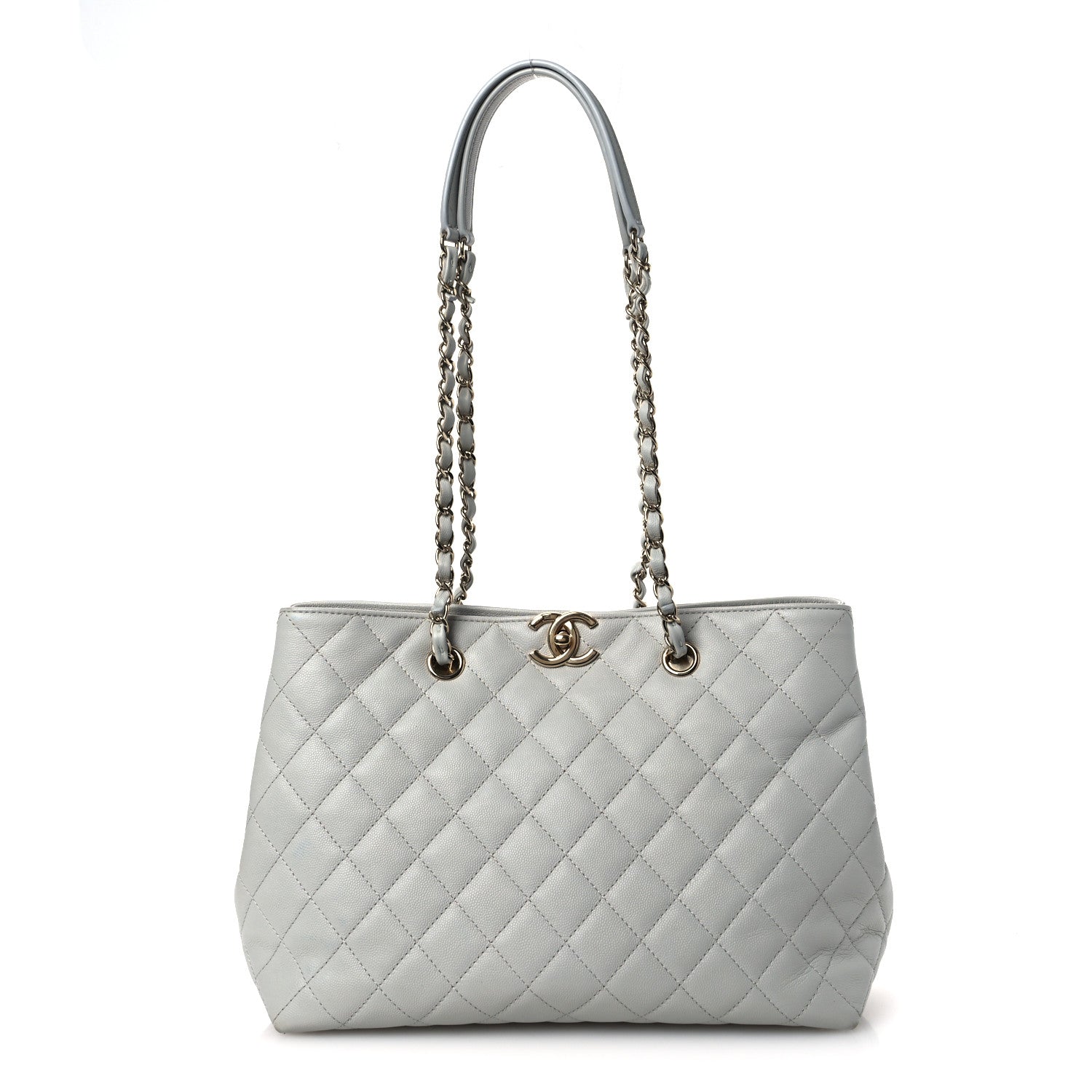 Caviar Quilted Shopping Tote Light Green