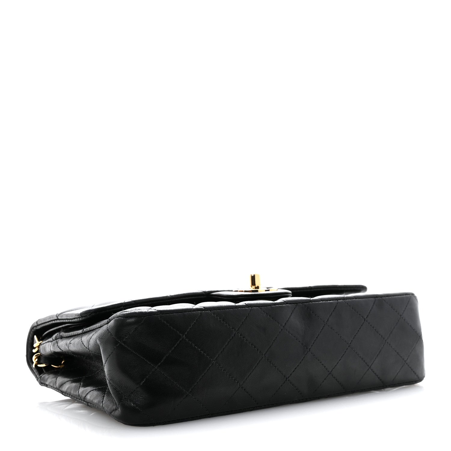 Lambskin Quilted Medium Double Flap Black