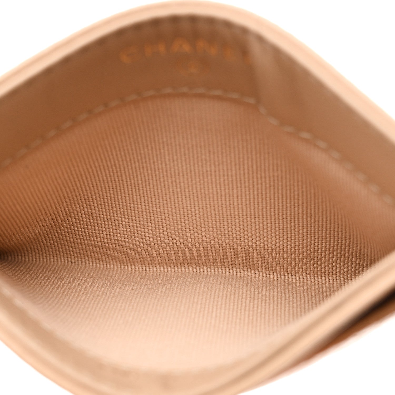 Caviar Quilted Card Holder Beige