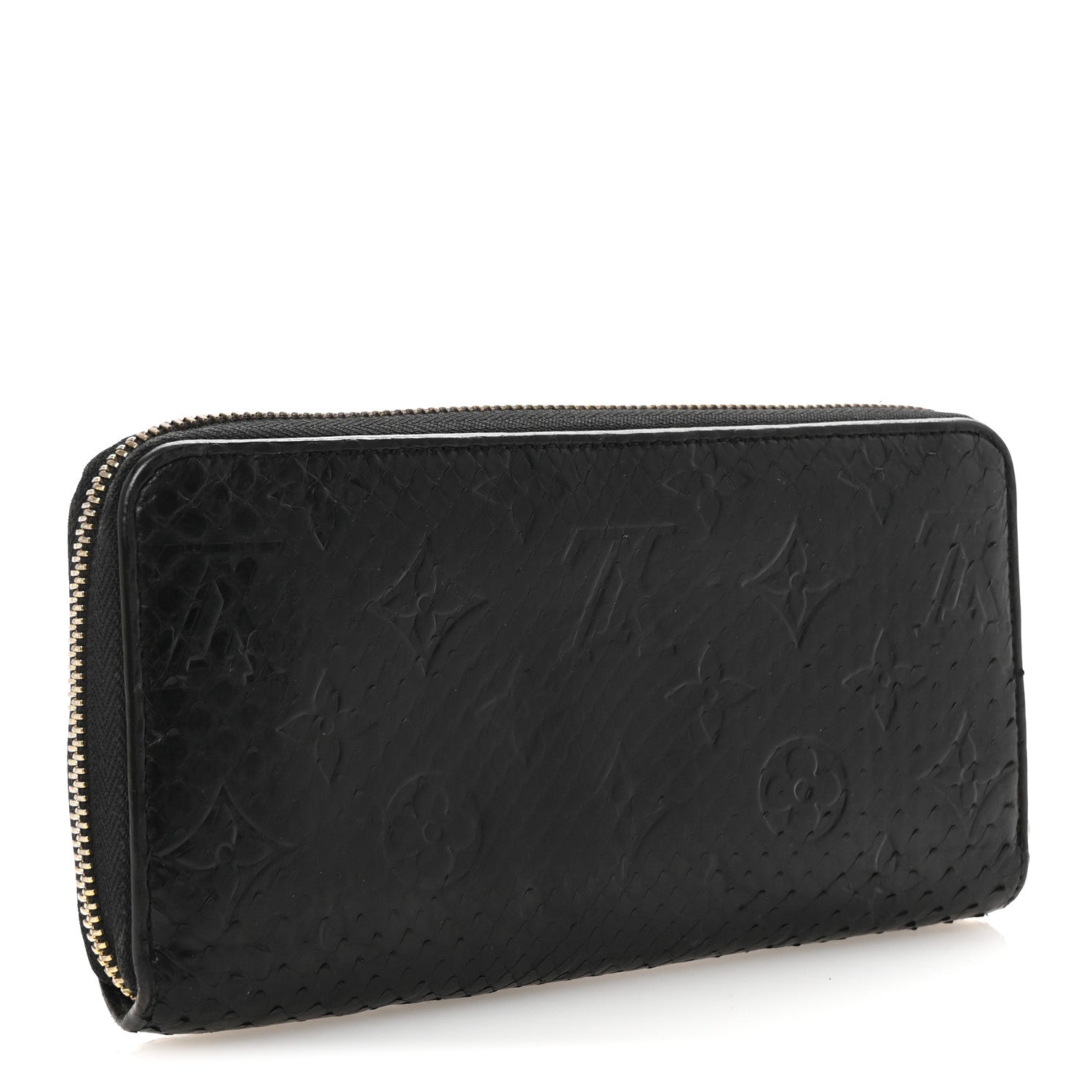 Snakeskin Monogram Zippy Wallet Black