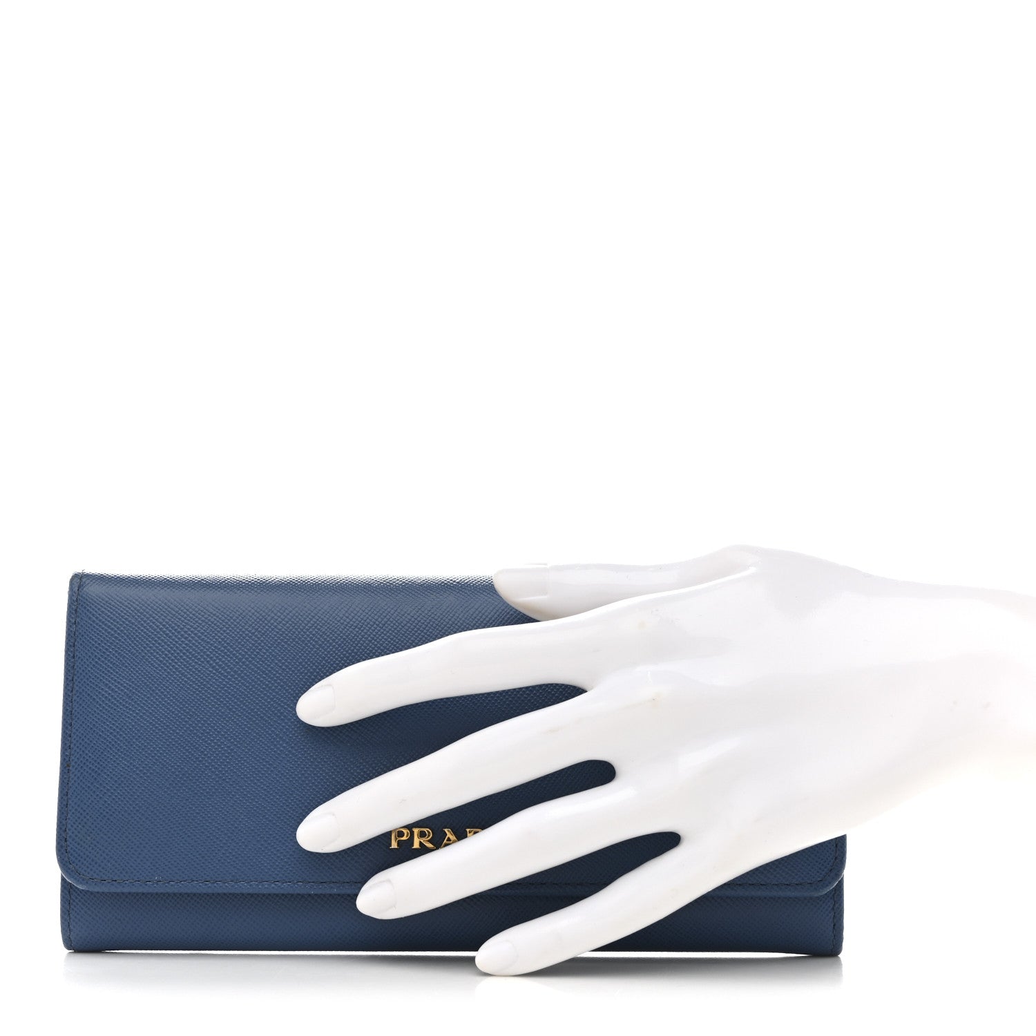 Saffiano Bi-Color Metal Continental Flap Wallet Cobalto Black